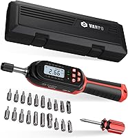 VANPO Digital Torque Screwdriver 0.3-6 Nm (2.66-53.1 in-lbs) w/ Buzzer LED Alerts, Preset Modes & 20 Bits - Precision Wrench for Bike Repair & Electronics