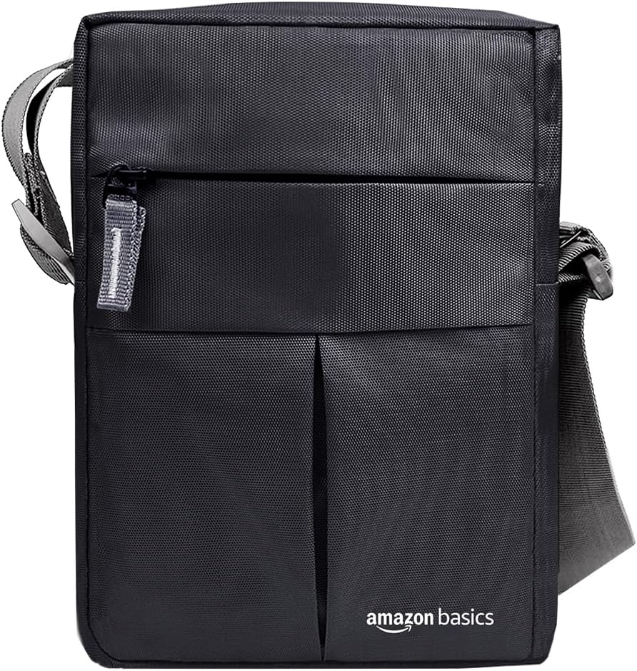 amazon basics Sling Bag/Crossbody Bag with Adjustable Strap for Daily and Travel Use, Durable, Water-Resistant, Travel-Friendly (Unisex, Black)