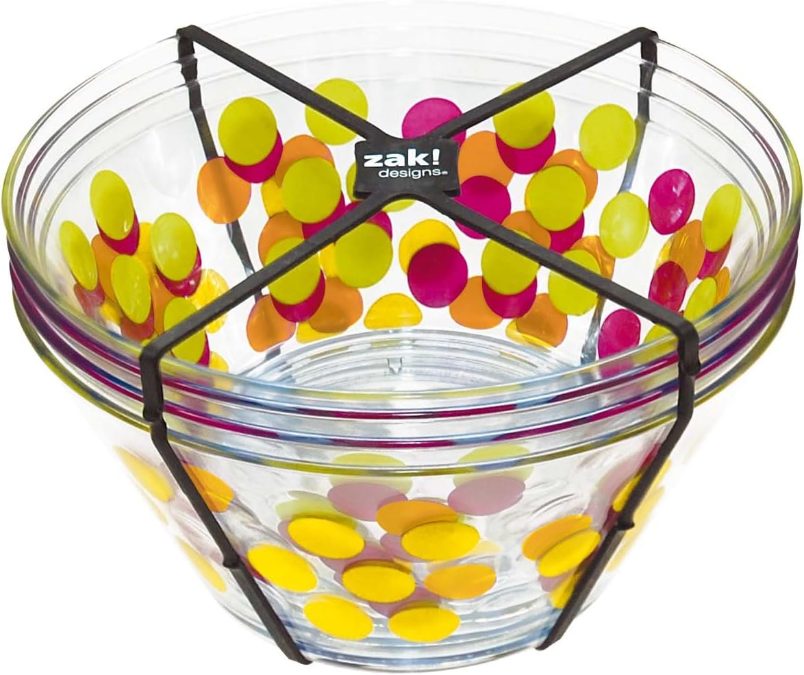 Zak Designs Hot Summer 20770721 Set of 4 Cereal Bowls 15 cm Dot Design