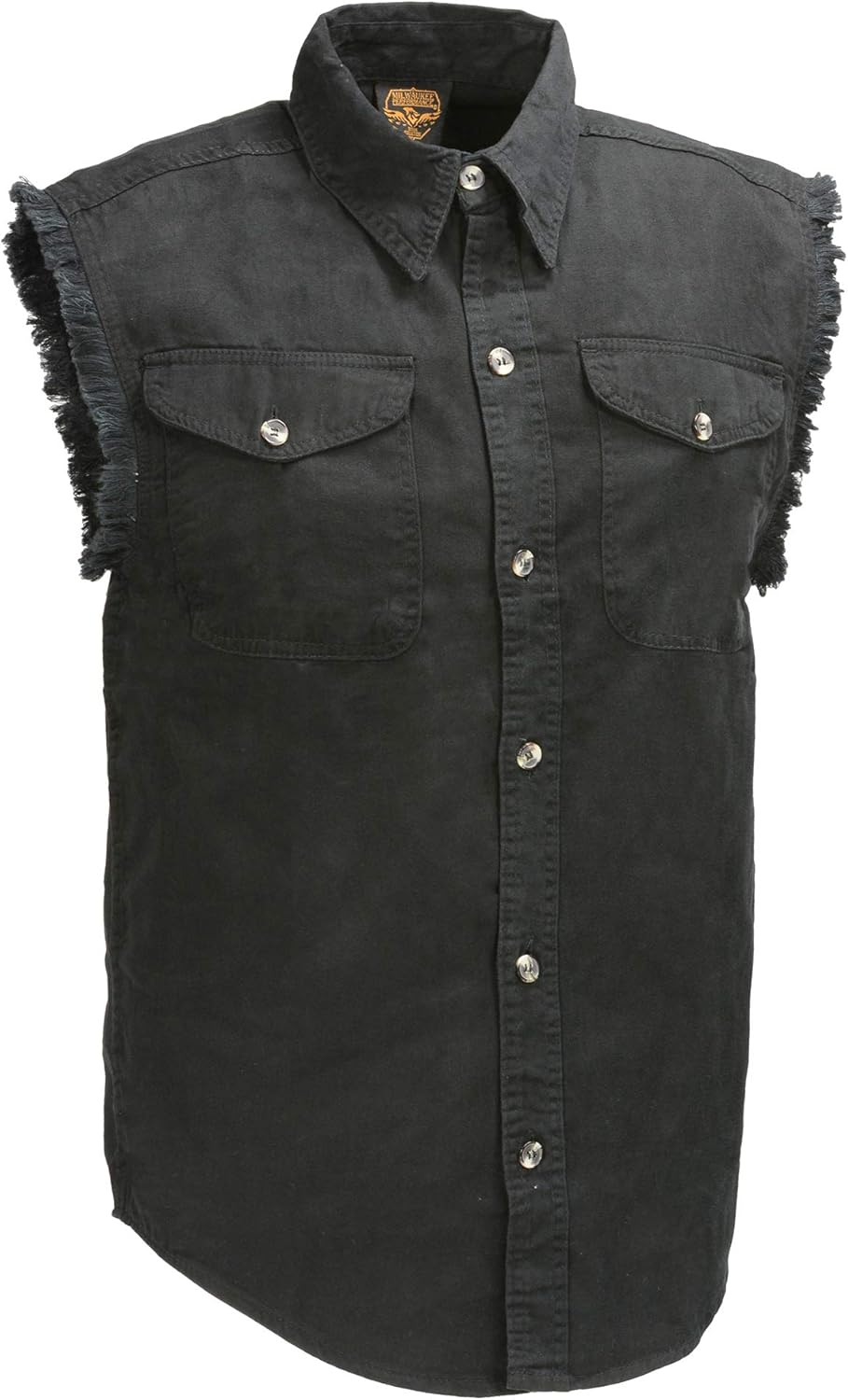 Insane Bikers Men's Sleeveless Denim Biker Shirt - Blue, Black, Red, Orange, Grey, White (3X-Large, Blue)