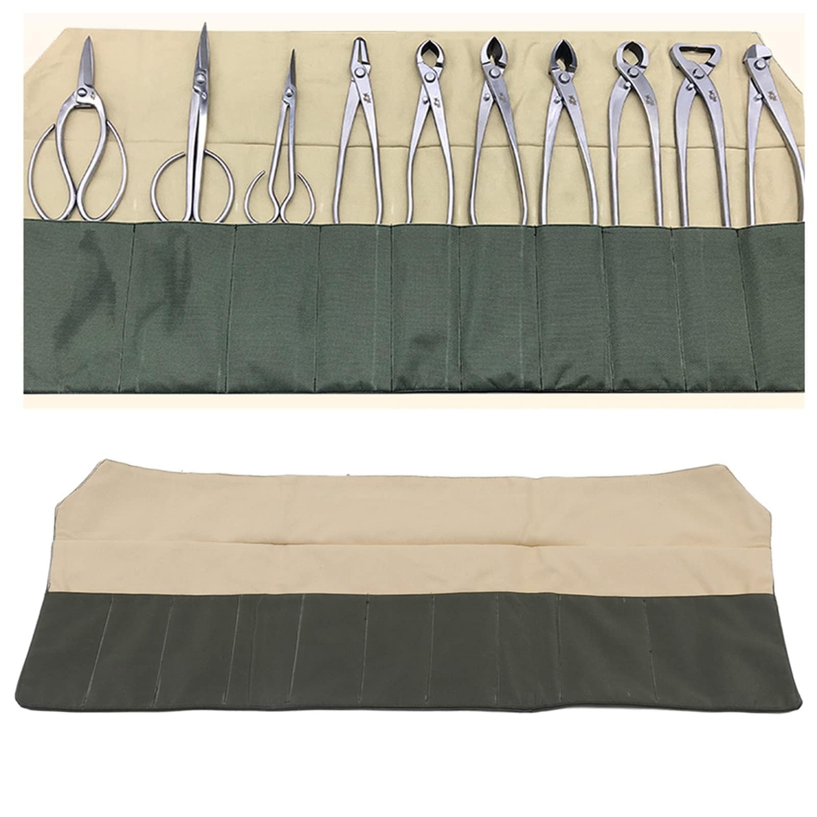 Borsa per Attrezzi Bonsais, 30,0x13,6 Pollici Borsa Attrezzi Bonsai Tascabile da 10 Pezzi, Multifunzione Compatta in Tela Giardinaggio, Verdure Attrezzatura per Riporre Gli Attrezzi Meccanici