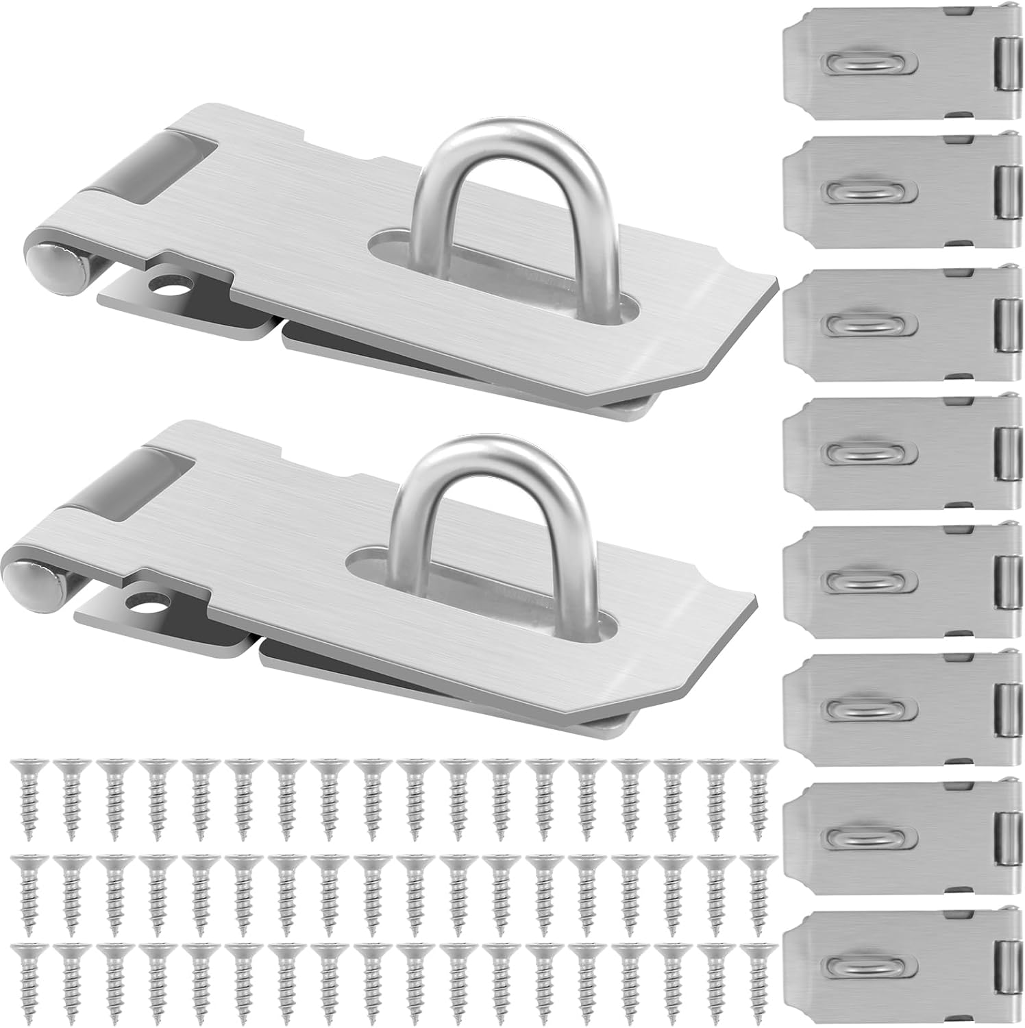 Hasp Lock Stainless Steel Padlock Latch Lock with Screws Safety Door Clasp Hasp Lock Rustproof Hasp Latch 4×1.5 Inch Extra Thick Gate Lock Hasp for Door Shed Cabinet(10PCS,Silver)