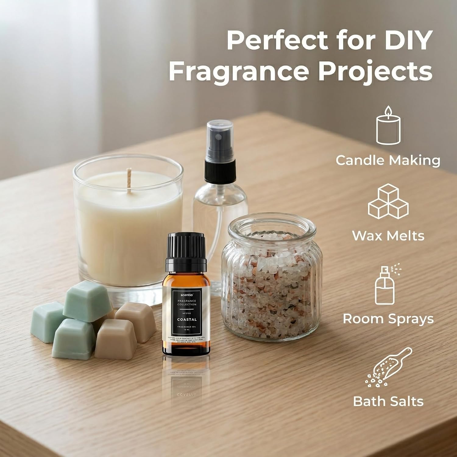 Scentia HF2100 Diffuser Oil – Coastal Fragrance Oil for Diffusers Inspired by Luxury Resort Scent, Hotel Style Home Fragrance Oil for Aromatherapy, Candle Making & DIY – 10 ml