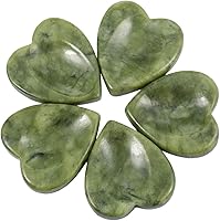 Vista 4 de Rockcloud Piedra de preocupación, piedras de palma para el pulgar para la ansiedad, cristal curativo, forma de corazón, jade verde