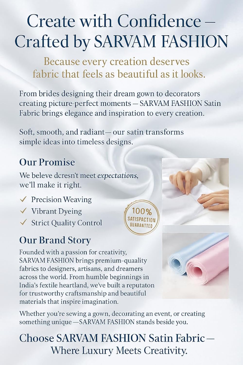 Satin Fabric 10 Yard Bridal Solid for Wedding Dress Fashion Crafts Costumes Decorations Silky Satin 44” - (10 Yard, Orange)