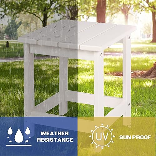 Miniatura 4 de LZRS Adirondack - Mesa auxiliar cuadrada, mesa de patio compuesta para piscina, mesas auxiliares de polietileno de alta densidad para patio trasero,