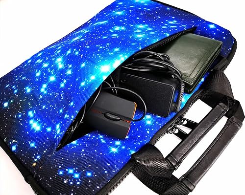 Miniatura 5 de icolor 15 15.4 15.6 Pulgadas Bolso de Lona para Laptop con Funda para Mensajero y Hombro - Azul Estrellado