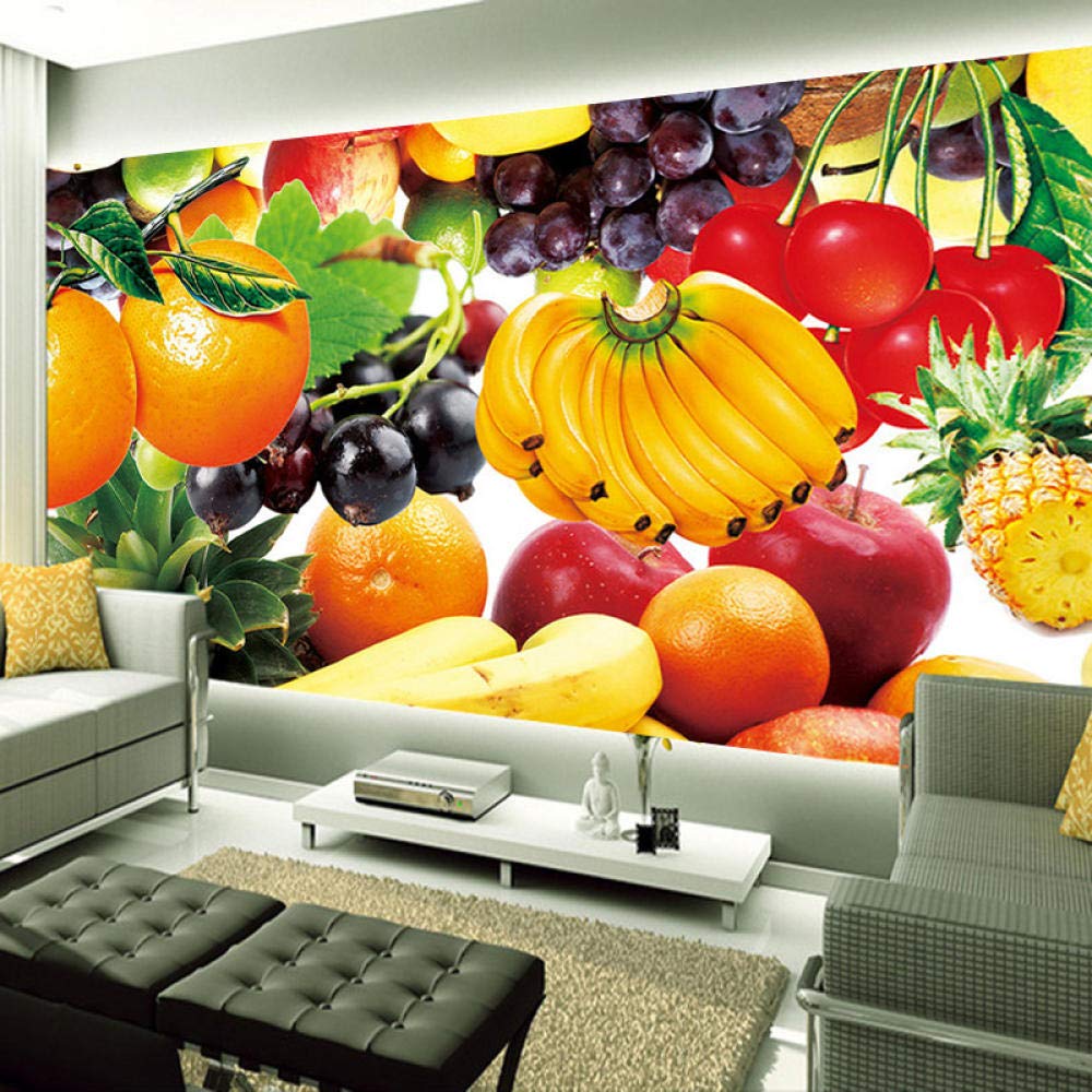 Papel Pintado Mural Autoadhesivo Personalizado Tela De Lona Impermeable Cartel De Frutas Pintura De Pared 3D Cocina Restaurante Decoración Para Sala De Estar,250 * 175Cm