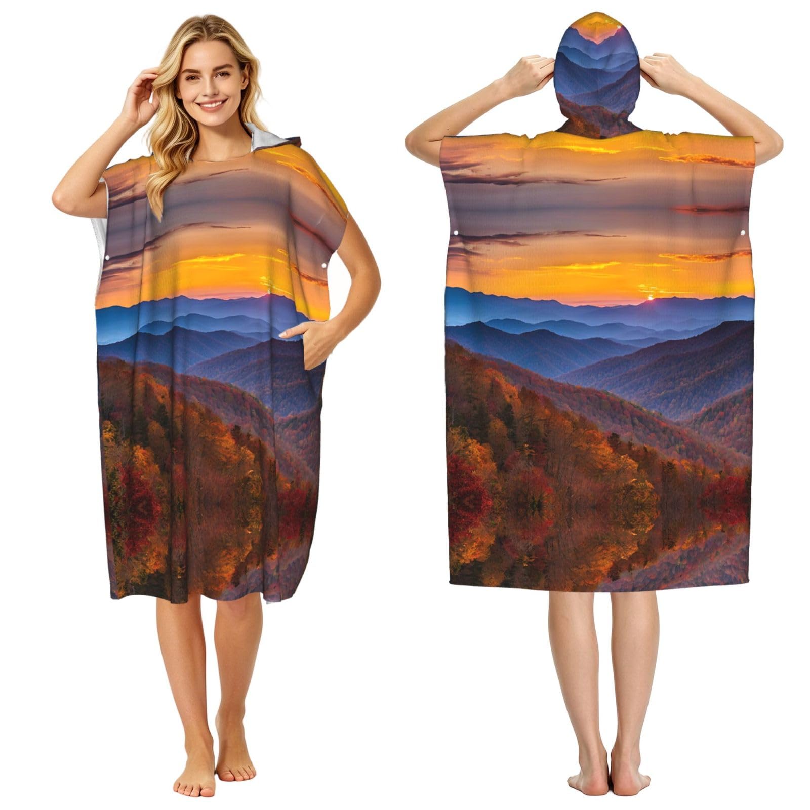 Poncho à capuche surf natation adulte peignoir plage microfibre léger d'été