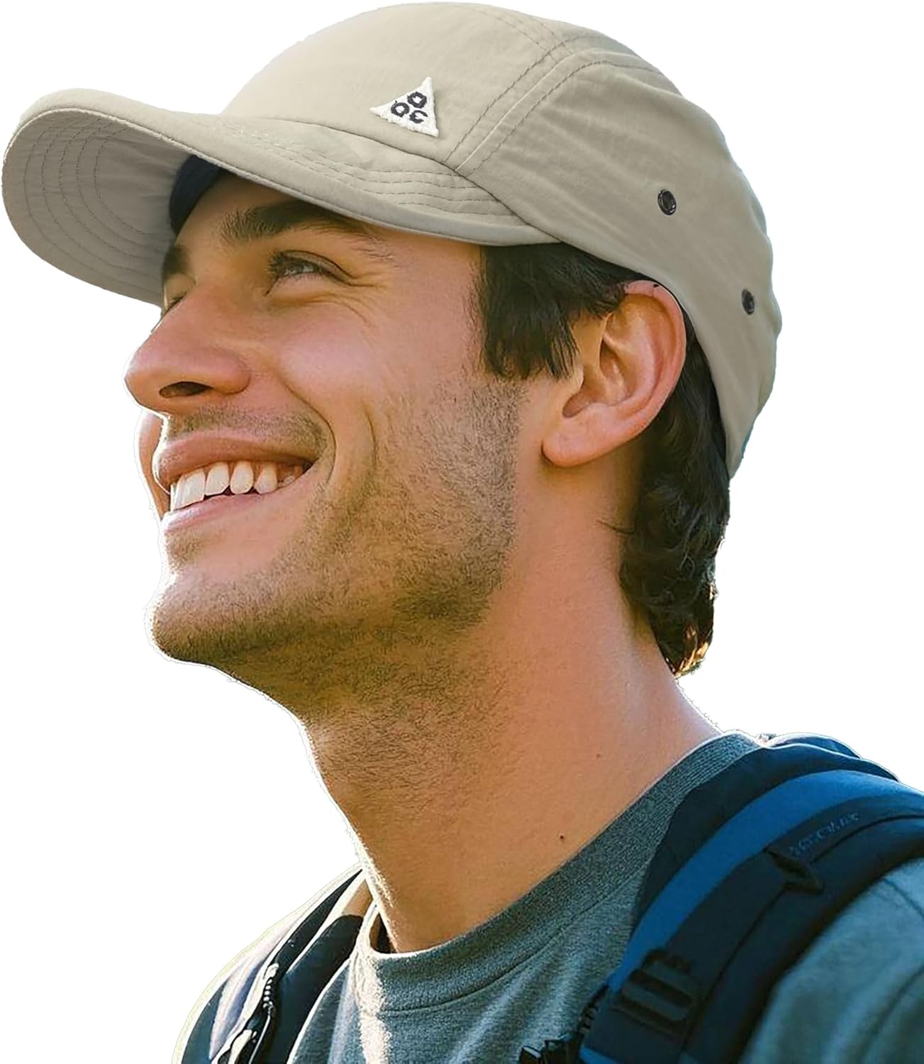 Clakllie Quick Dry Short Brim Hats for Men 5 Panel Running Hat Waterproof Baseball Cap Outdoor Hiking Hat Flat Bill Cadet Cap