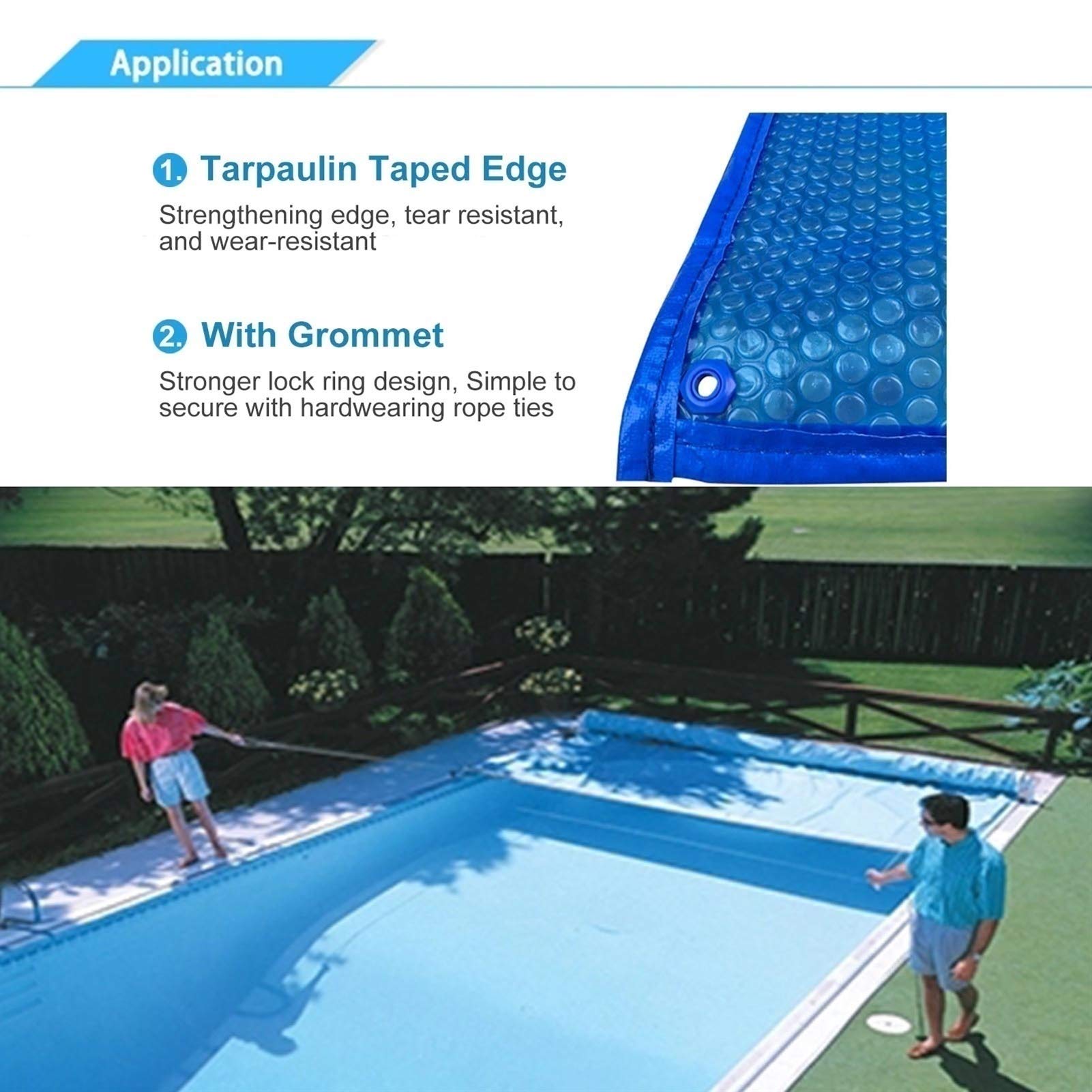 Bâche à Bulles Solaire Pour Piscine 260x170 Cm – Couverture Chauffante Rectangulaire – Résistante Aux UV, Indéchirable – Pour Piscine Enterrée Ou Hors-sol