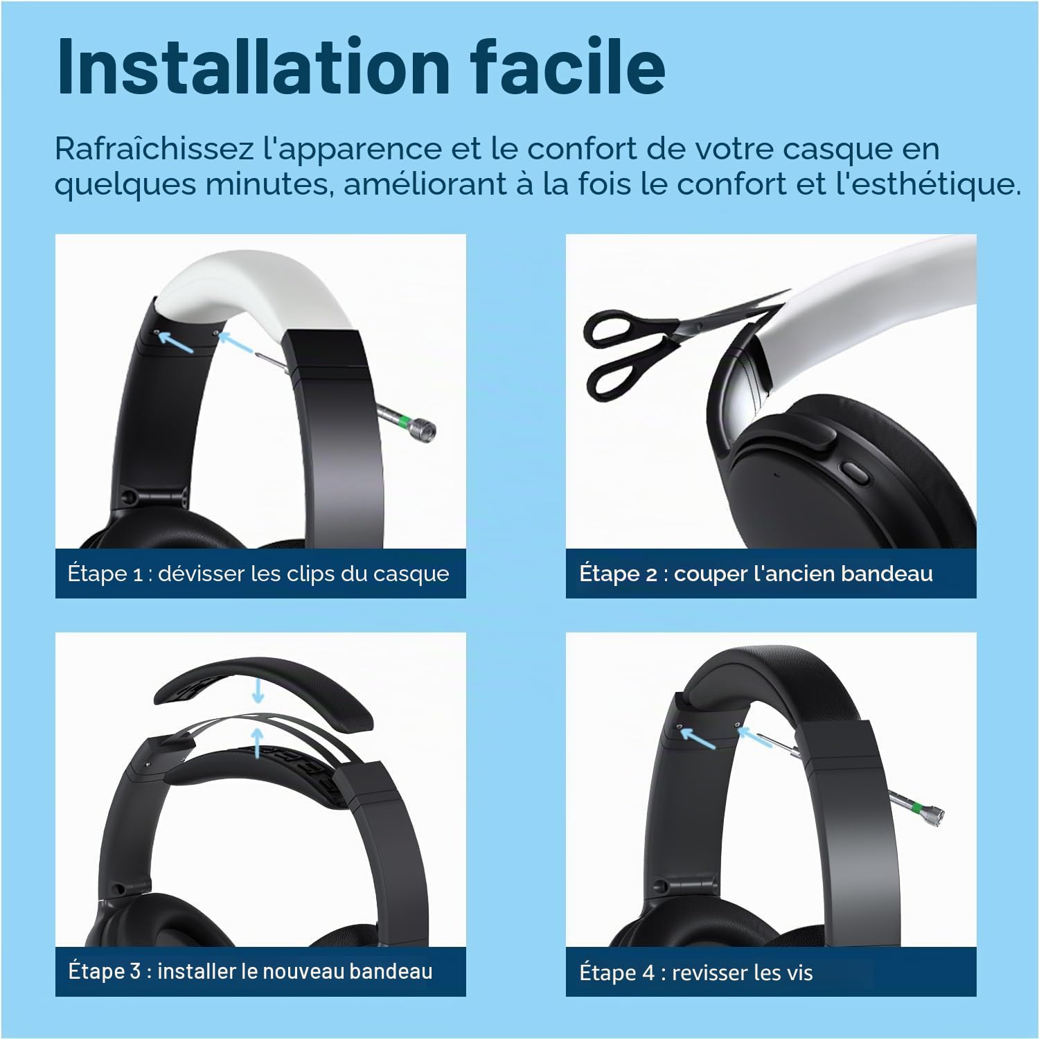 Bandeau de Remplacement pour Bose QuietComfort 35, 35 II(QC35, QC35 II)/Bose QuietComfort 45(QC45) Over-Ear Casque [Upgraded] par MMOBIEL - Bandeau en PU Protéiné, de Rechange pour Casque – Noir