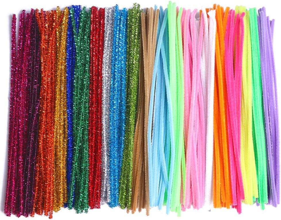 Fil Chenille Lot De 200 Cure-pipes - Fils Chenille Avec Fils De Fleurs Et Ruban Adhésif De Jardin - Pour La Fabrication De Bouquets De Tulipes, Les Projets De Bricolage (rose Vert