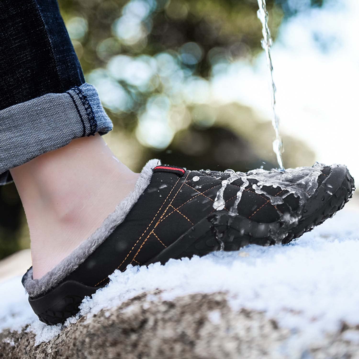 CERYTHRINA Zapatillas de estar por casa para hombre y mujer, forro cálido, impermeables, para interiores y exteriores, antideslizantes, para invierno, negro (schwarz 2), 46 EU