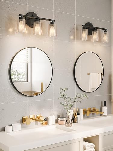 Miniatura 4 de Growsun Espejo redondo con marco de metal de pared grande de 42 pulgadas para baños, salas de estar, marco negro