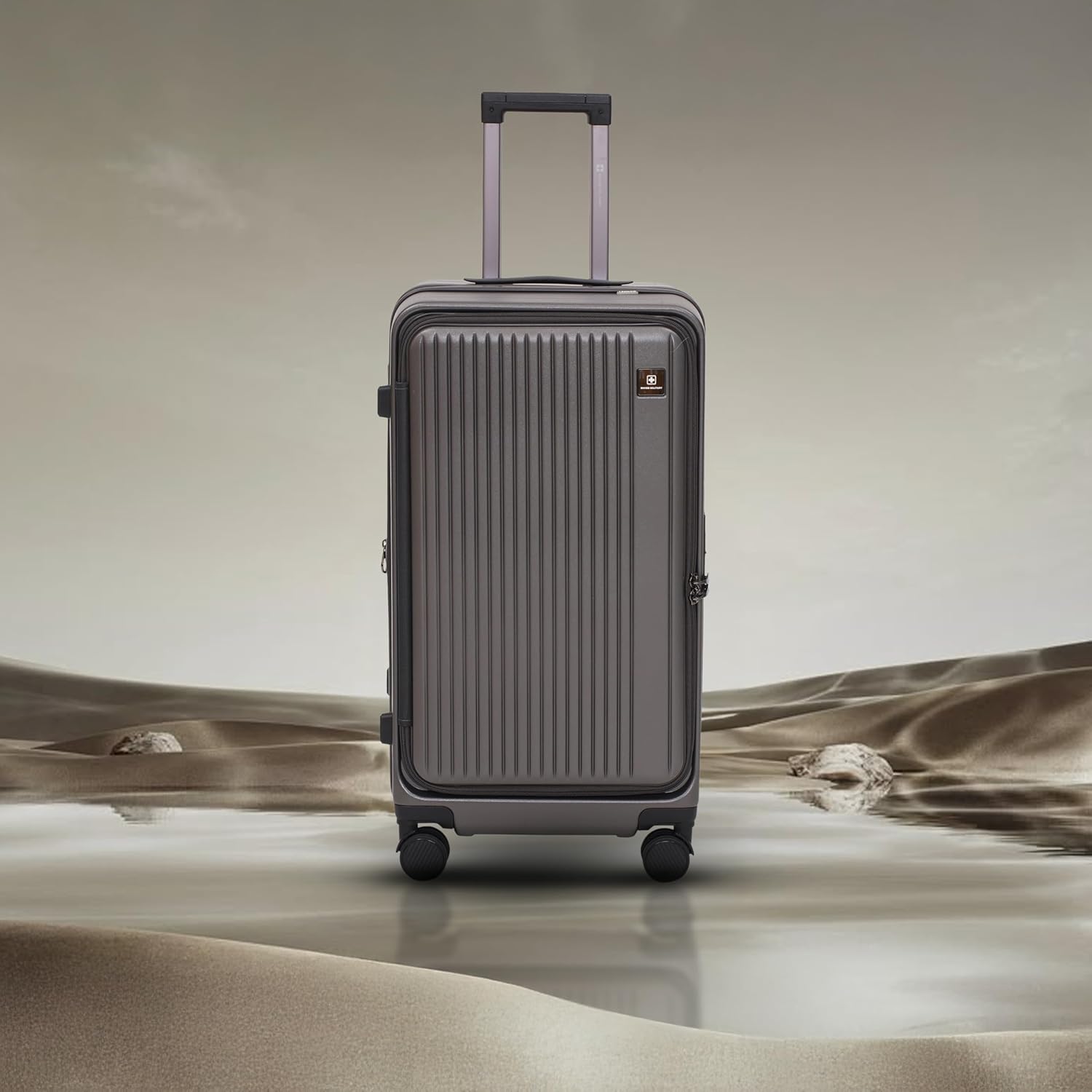 Swiss Military Black Gold Collection Jade Hard Top Trolley Bag, Durable PC Luggage with TSA Lock, 8 Wheel Spinner, Expandable Storage and Anti Theft Zip, Travel Suitcase in Dark Gray Color, 20 and 24 Inch Swiss Military Black Gold Collection Jade Hard Top Trolley Bag, Durable PC Luggage with TSA Lock, 8 Wheel Spinner, Expandable Storage and Anti Theft Zip, Travel Suitcase in Dark Gray Color, 20 and 24 Inch