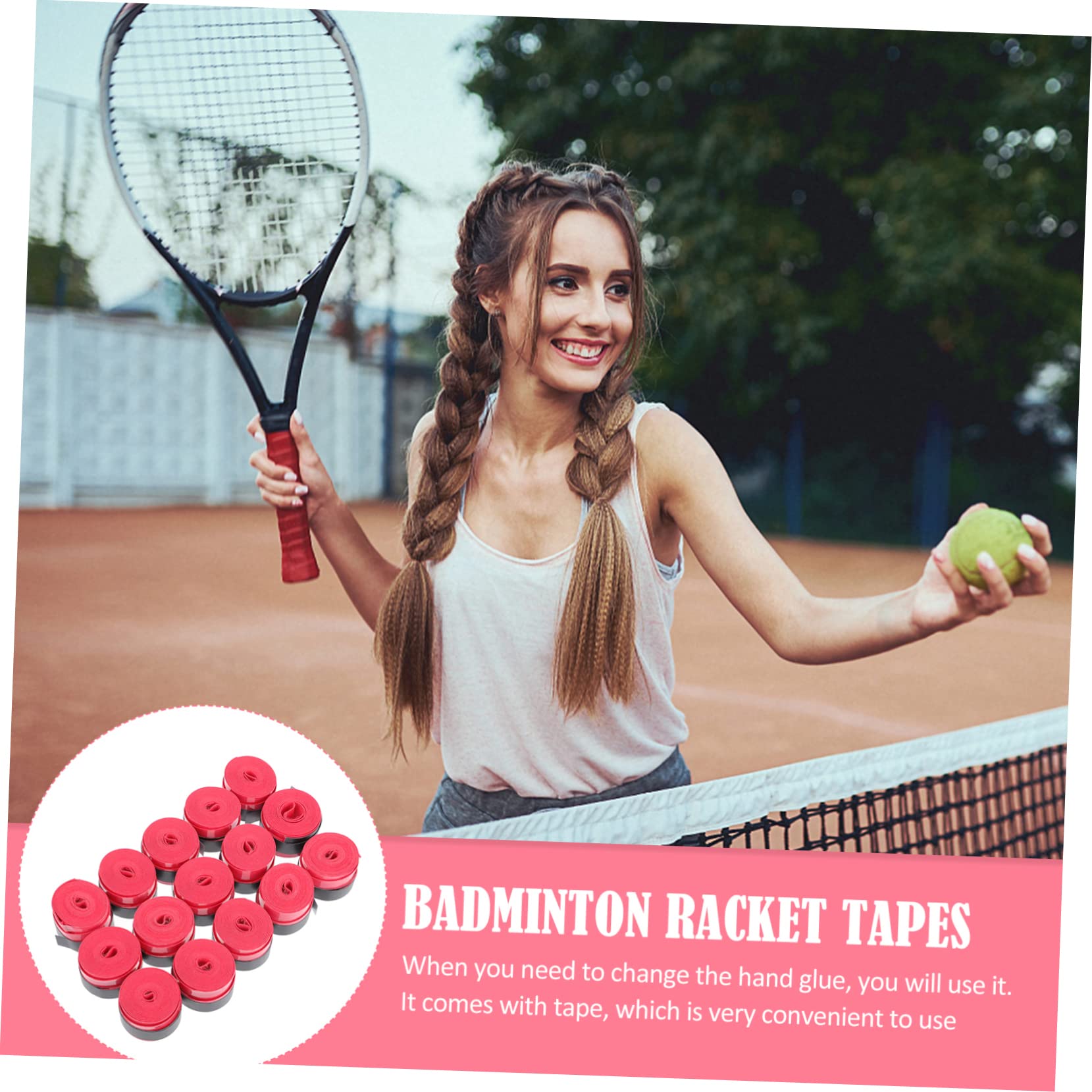 Abaodam 60pcs Badminton Racket Grip Bands Sweat Absorbent Racket Handle Tapes for Tennis Pong