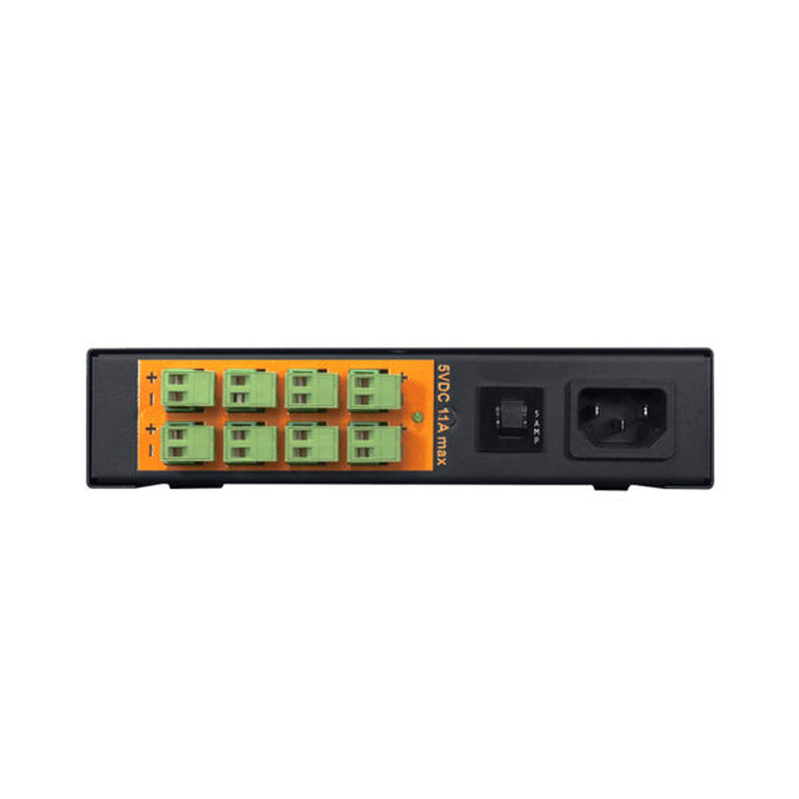 Lowell DCP-5 DC Power Distribution, 8 Output (5VDC); Each Output Protected by PTC Fuse with Auto Reset; Power Status LED; Detachable Voltage Output Terminals; Universal Input: 100-240VAC, 50/60Hz