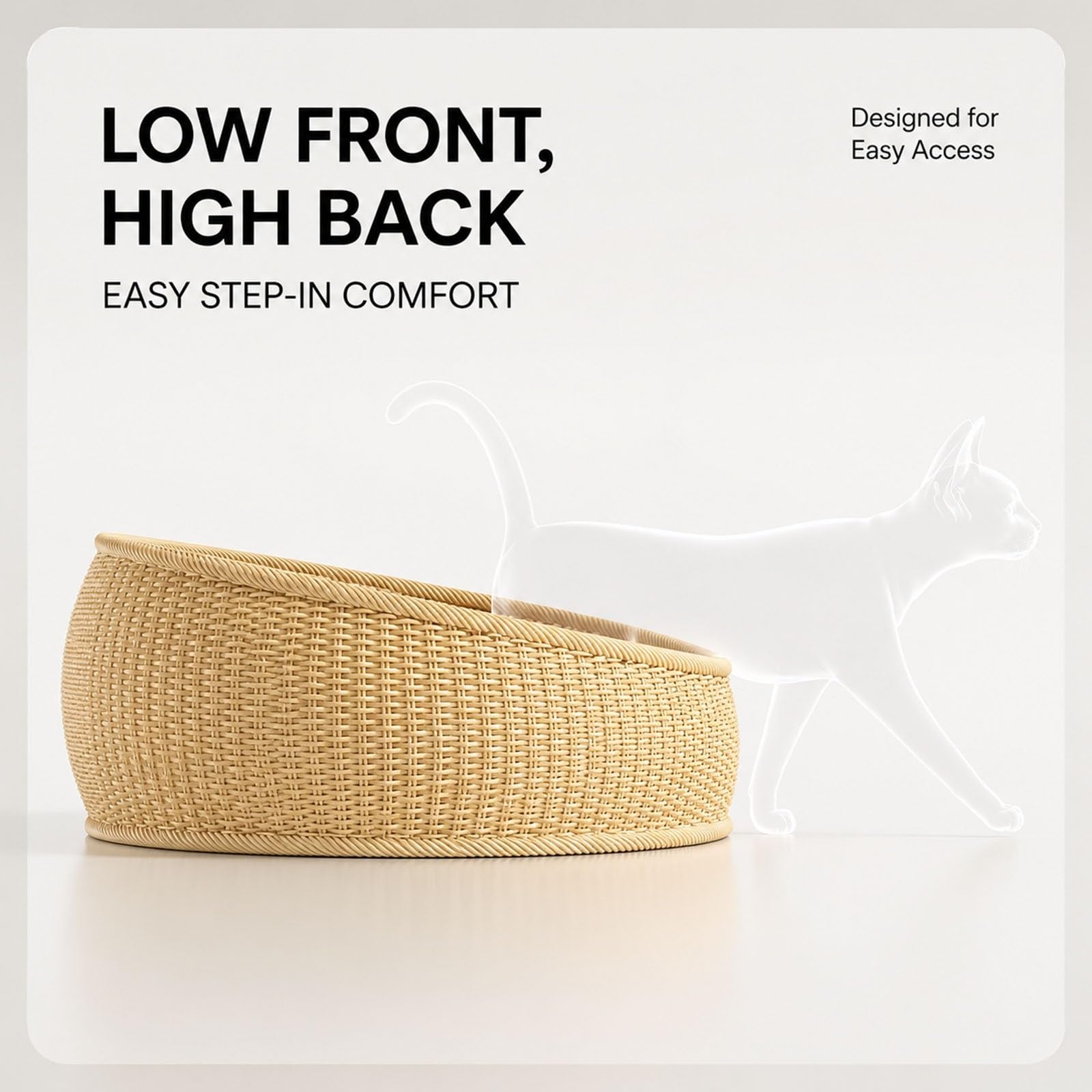 Generico Cuccia Rotonda per Gatti in Rattan Con Cuscino in Cotone, Lavabile