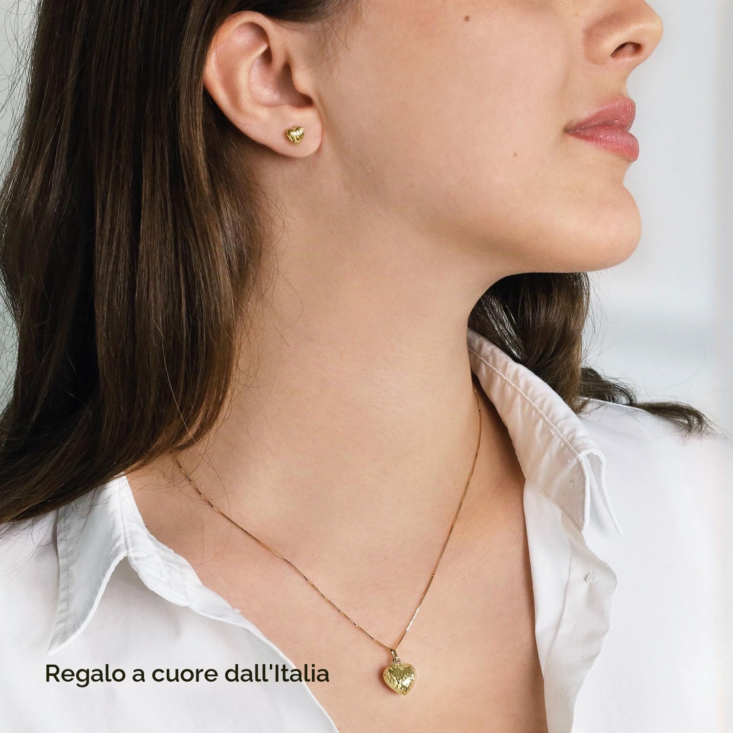 Lucchetta Orecchini Donna Cuore Anatomico Bombato Oro