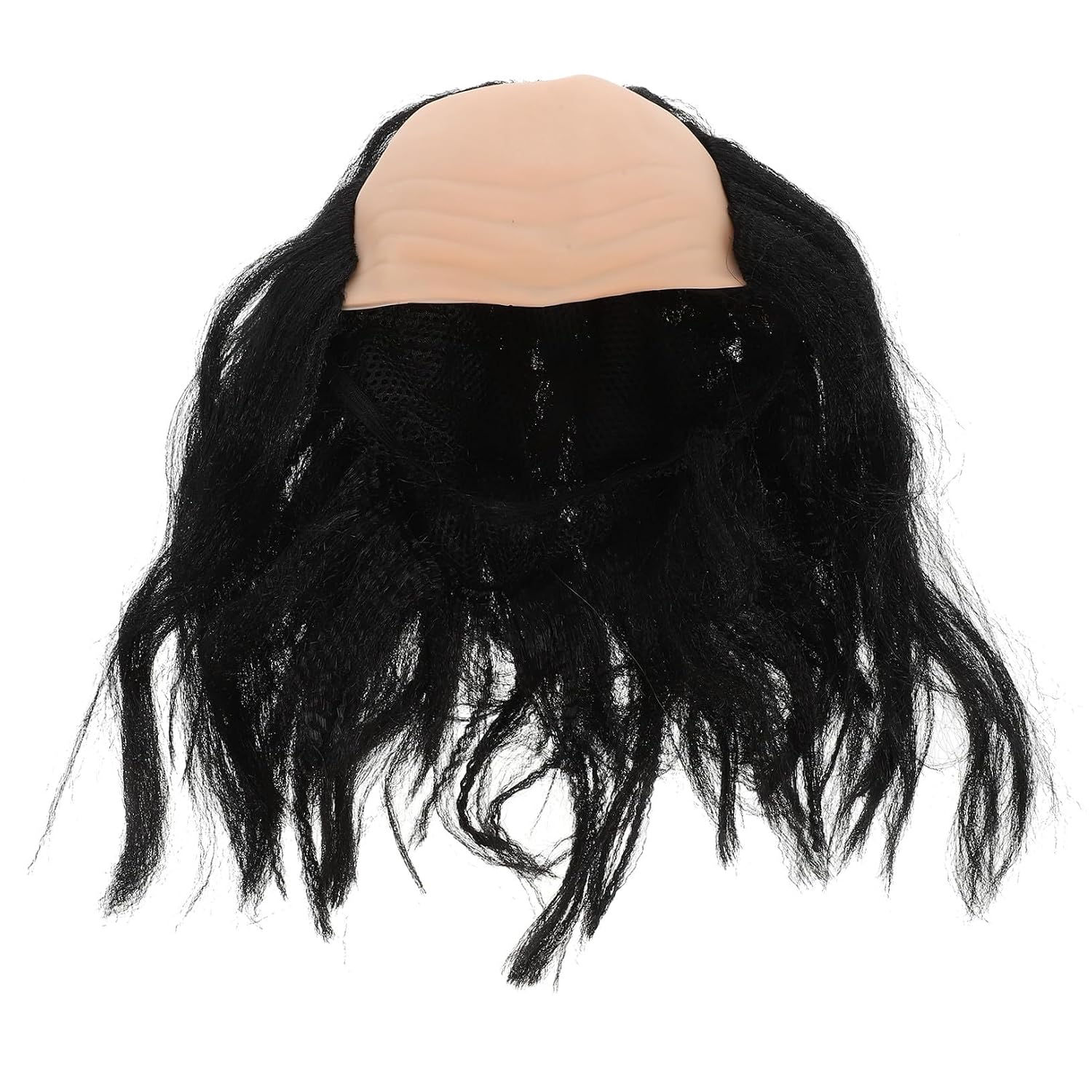Funny Cosplay Wig Bald Man Costume Wig Synthetic Black Bald Cap for Men Halloween Party Masquerade Dress-Up Accessory