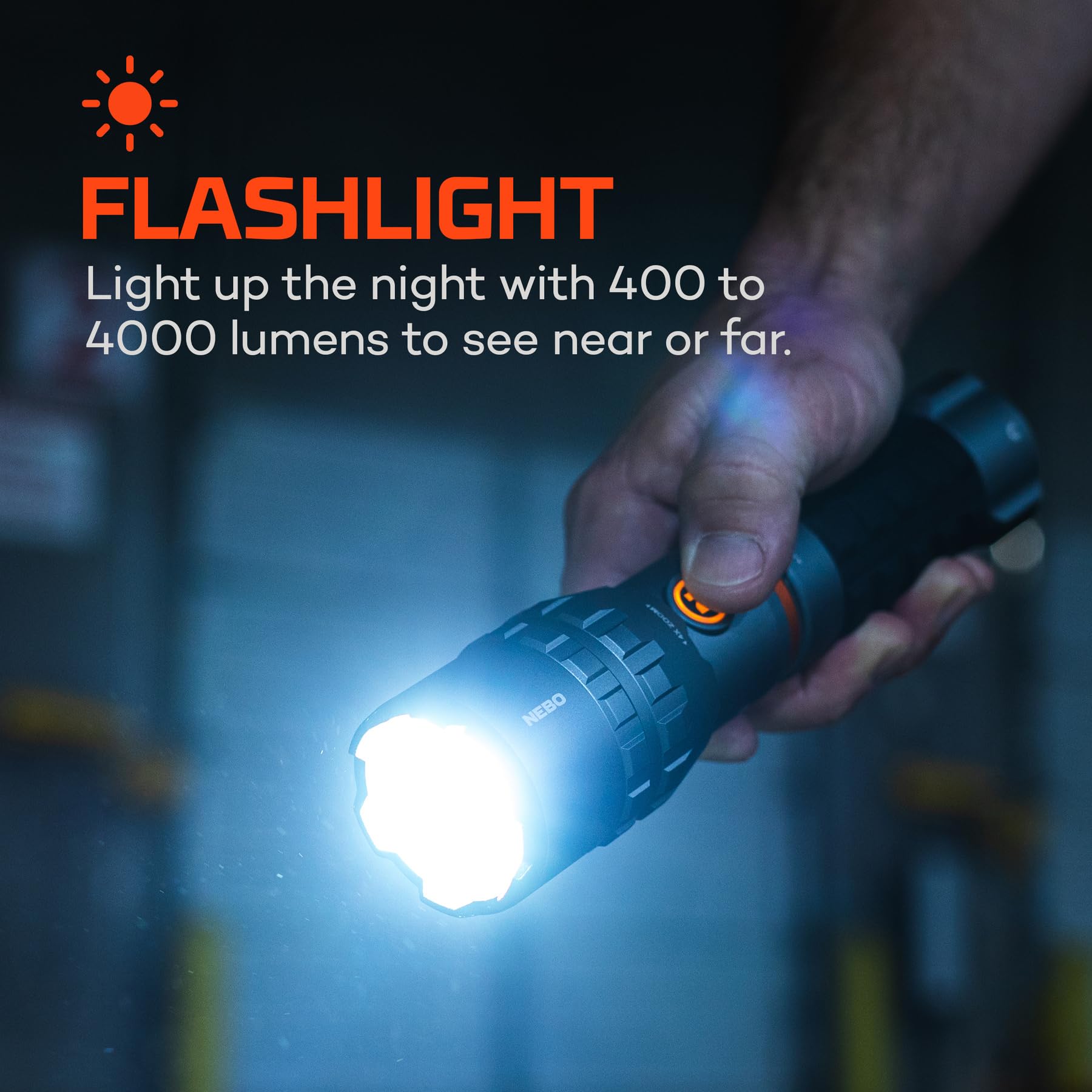 NEBO Slyde King 4K Linterna y Luz de Trabajo – 4.000 Lm + COB 1.000 Lm | 7 Modos | Slide-to-Reveal Patentado | Zoom 4x | Rojo Emergencia | Base Magnética | IPX7 | USB-C