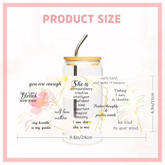 UV DTF Cup Wraps Sticker - 4 Sheets Bible Flower UV DTF Transfers for 16 OZ Glass, Floral, Inspirational Quotes, Bible Verse, Christian Gifts, Waterproof Rub on Transfers