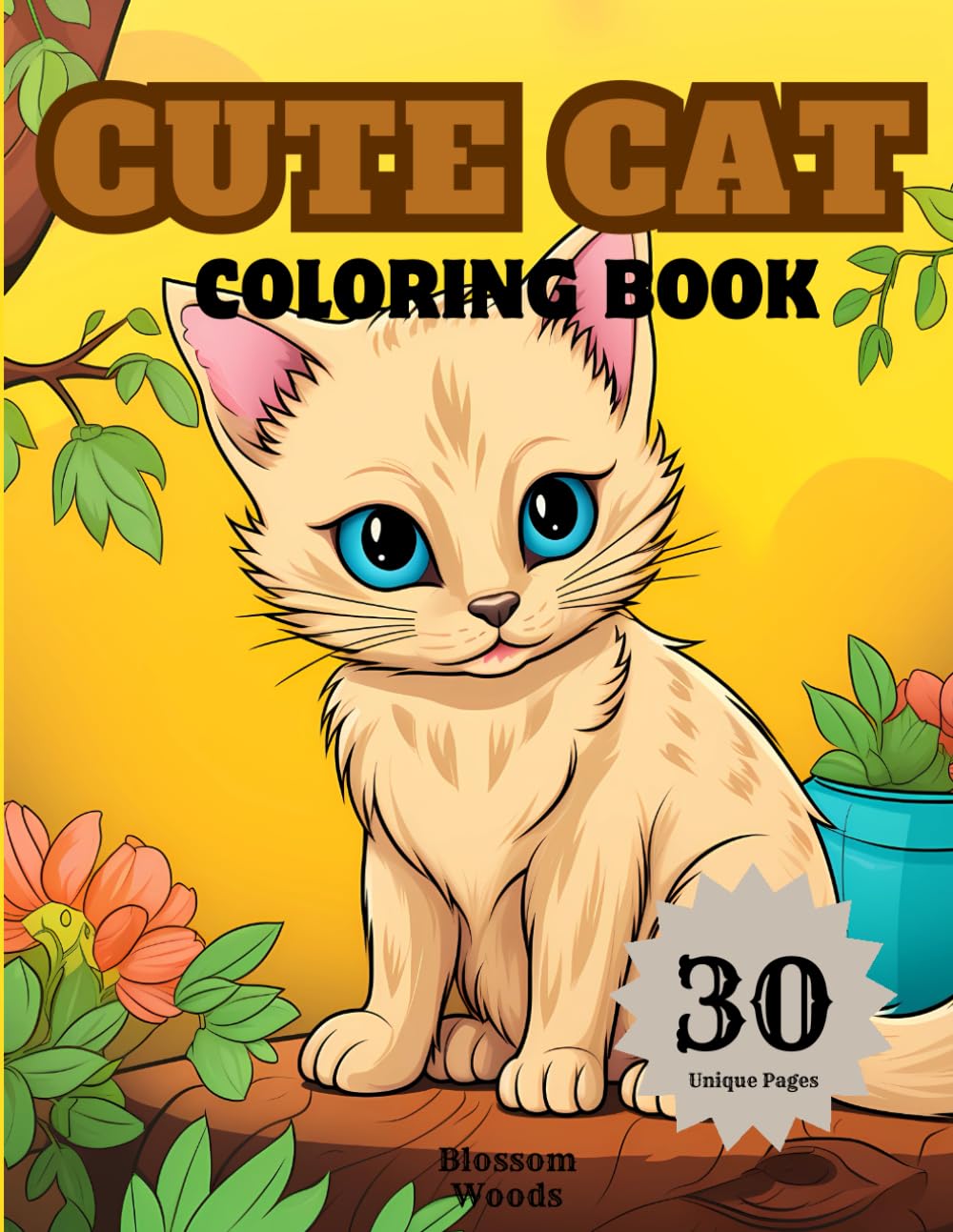 Cute Cat Coloring Book: Large 30 Cat Coloring pages for kids age 2-4
