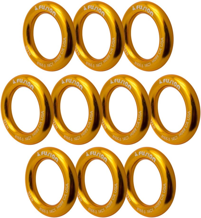 Fusion Climb Perfect Tension Aluminum O-Ring Large 2.625" Gold 32KN 10-Pack : Sports & Outdoors