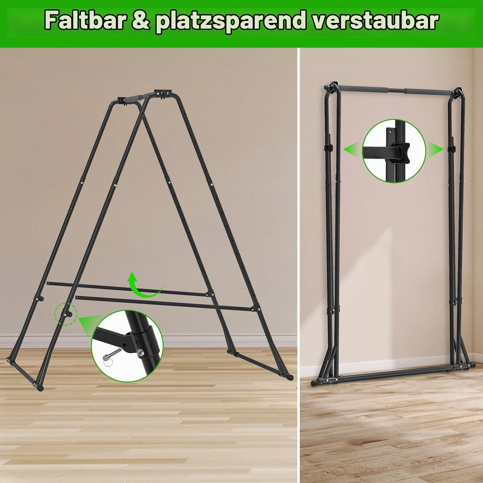 Kipika Klappbare Klimmzugstange, Aerial-Yoga-Gestell & Rahmen für Hängesessel, Höhenverstellbar, Stabil & Langlebig für Innen & Außen, Zuhause, Gym