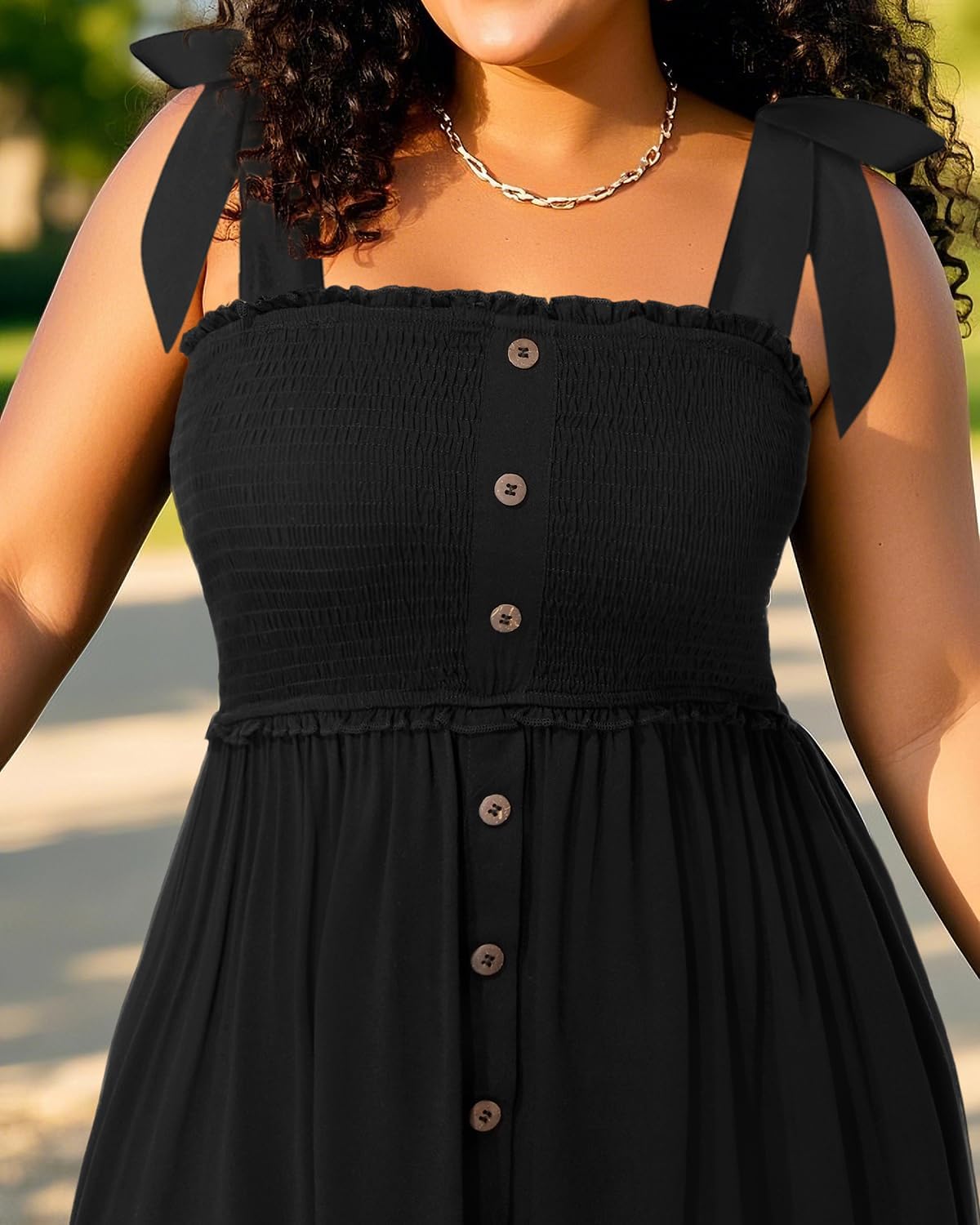 Plus Size Summer Dress - Sun Casual Beach Boho Floral Button Down Long Maxi Sundress - Image 5