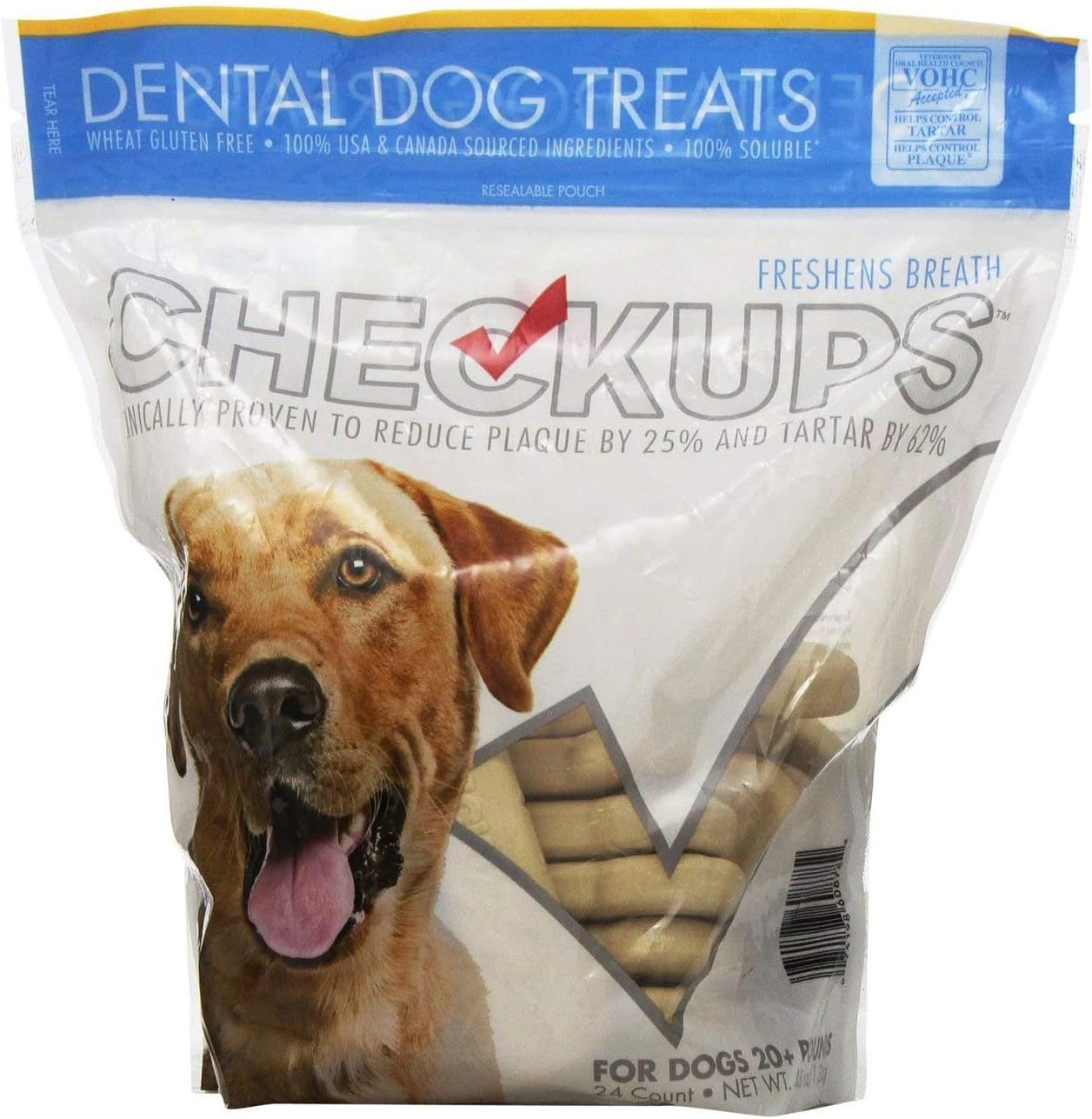 Checkups Dental Dog Treats, 24ct 48 oz. for Dogs (Pack of