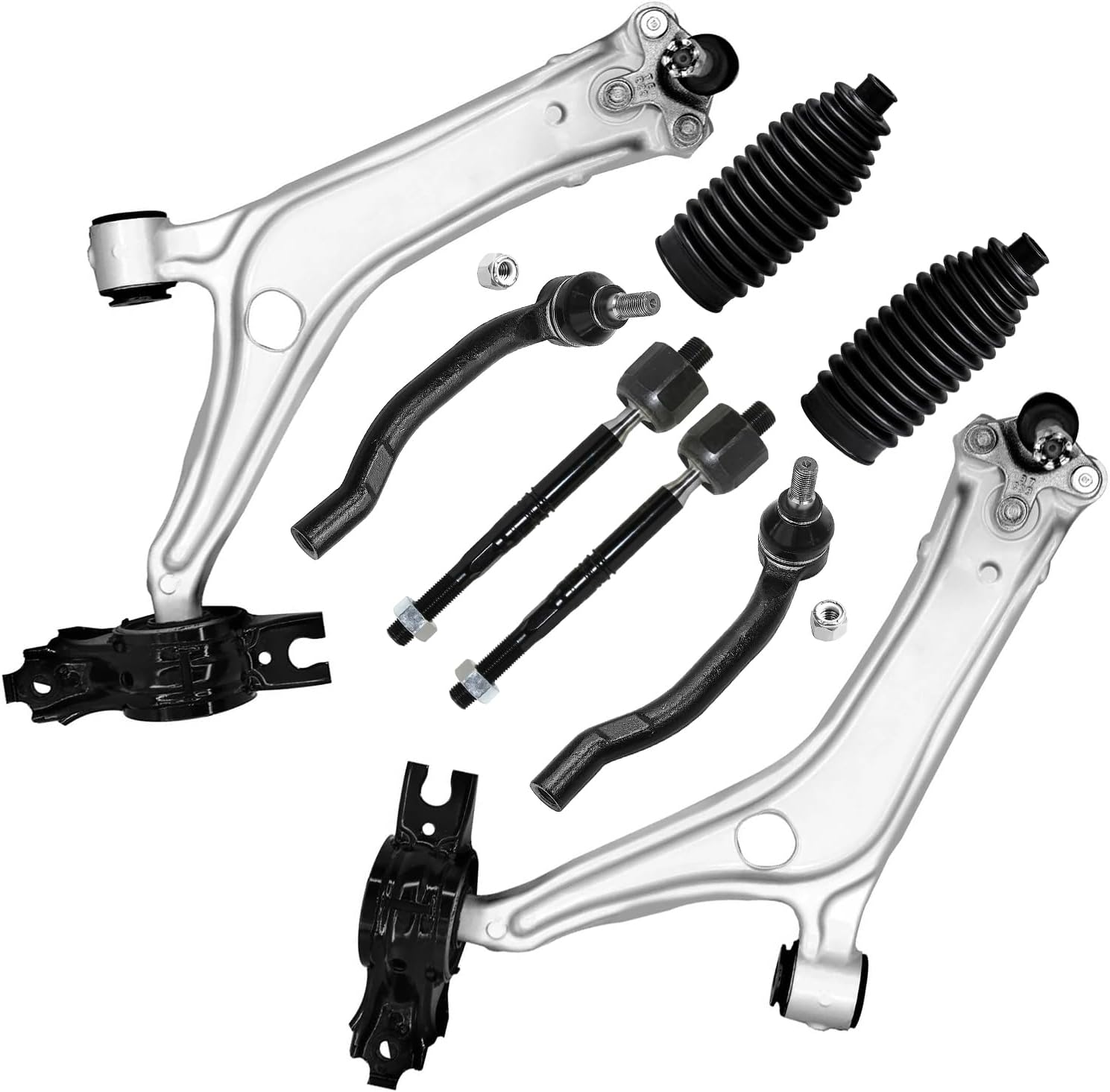 8pc Front Lower Control Arms Inner Outer Tie Rods Suspension Kit