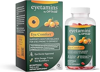 eyetamins® by OPTASE® Eye Comfort™ - 60 Softgels - Eye Doctor Recommended - an Omega-Based Eye Supplement formulated to Support Moisture Balance and Eye Comfort from Within. Plant Based Soft gels.