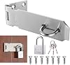 Door Latch Hasp with Door Padlock and Screws, Door Latches for Internal Door, Nondeformable Gate Lock, Stainless Steel Shed Lock for Garden Gate Wooden Gate Bedroom Door Cabinet