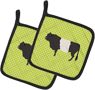 Caroline's Treasures BB7657PTHD Belted Galloway Cow Green Pair of Pot Holders Kitchen Heat Resistant Pot Holders Sets Oven Hot Pads for Cooking Baking BBQ, 7 1/2 x 7 1/2