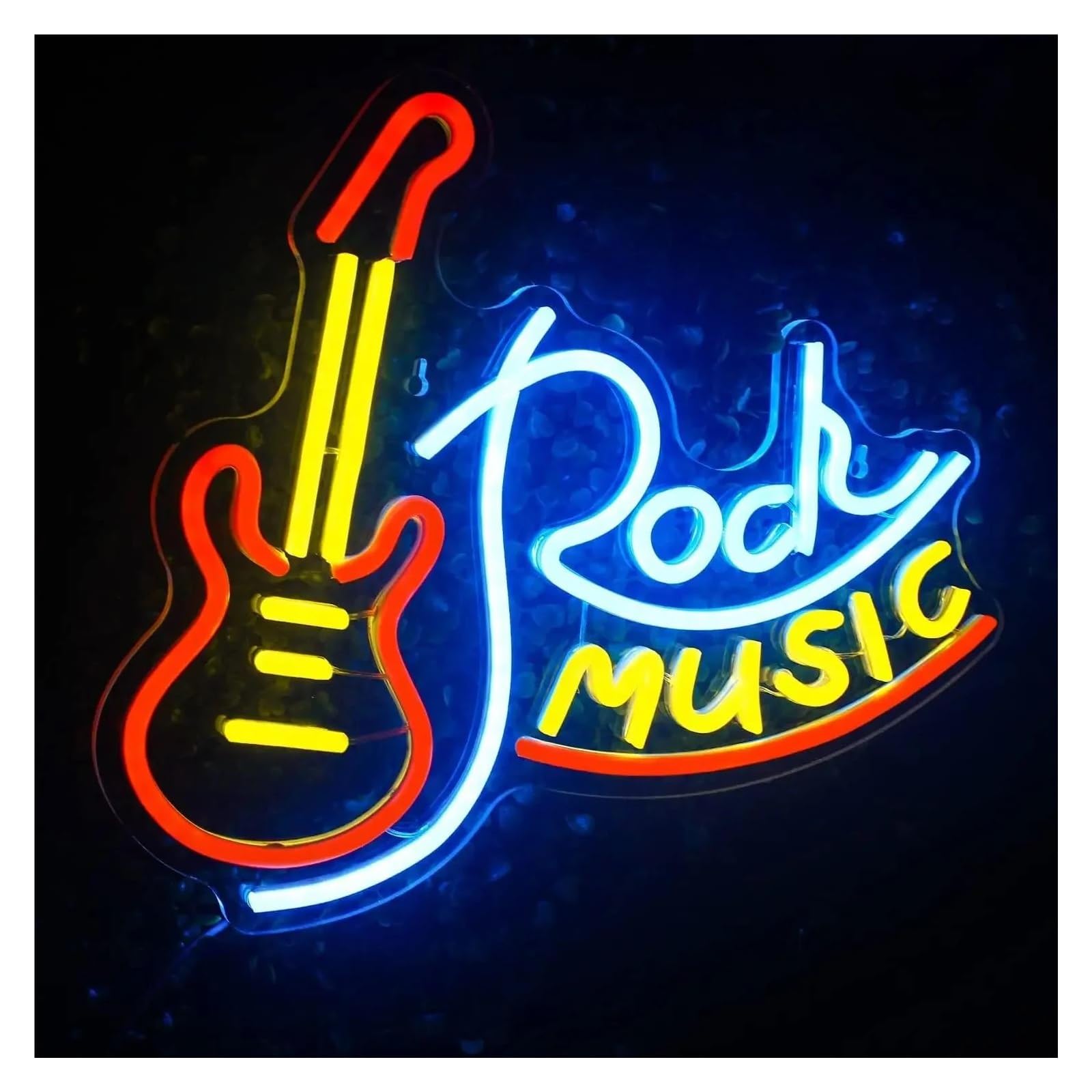 LEMST Signs Lamp Rock Music Neon Sign Wall Decor,Game Room Bar Shop Music Festival Rock Party Decor 32x38cm