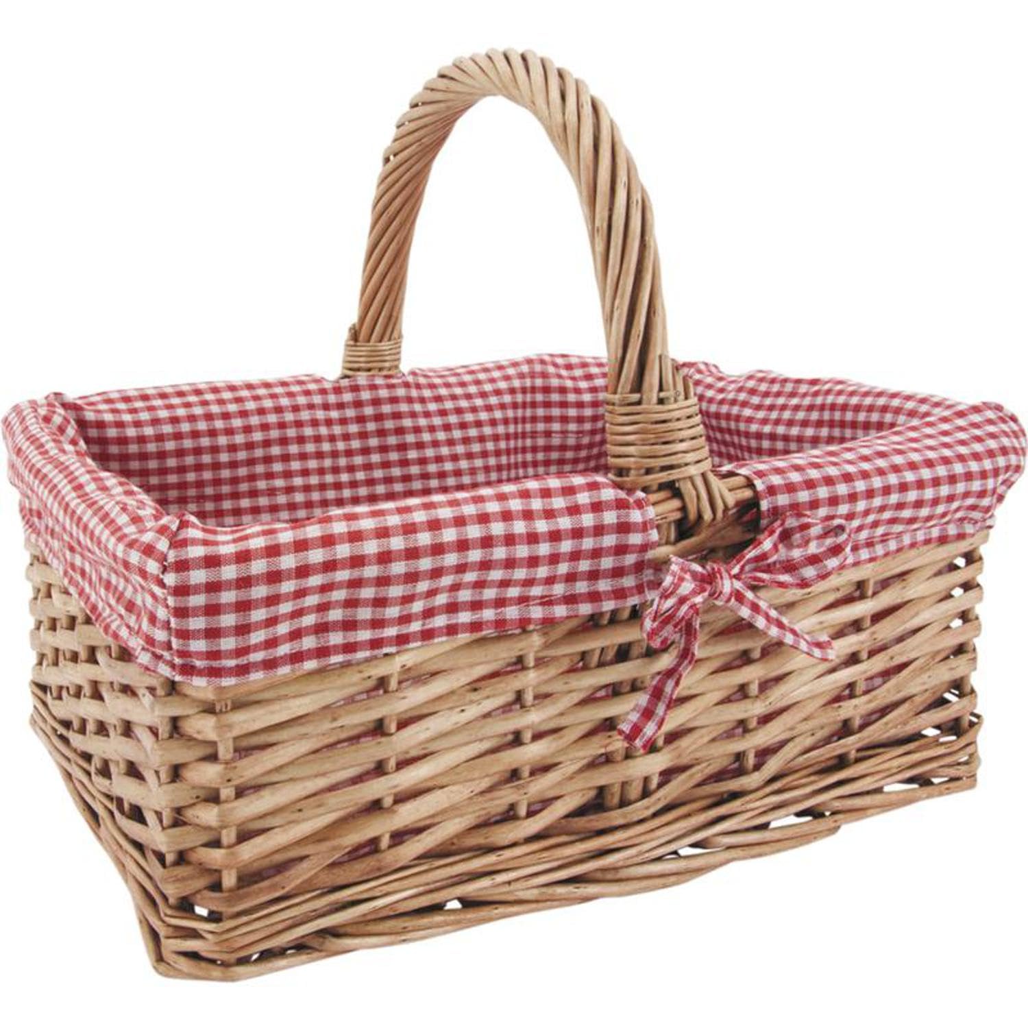 AUBRY GASPARD - Panier en Osier Fendu Teinté 32X23X13-25 cm avec Doublure Vichy 100% Coton - Idéal pour Le Rangement Dans Toutes Les Pièces De La Maison - Couleur Moderne - Taille Compacte