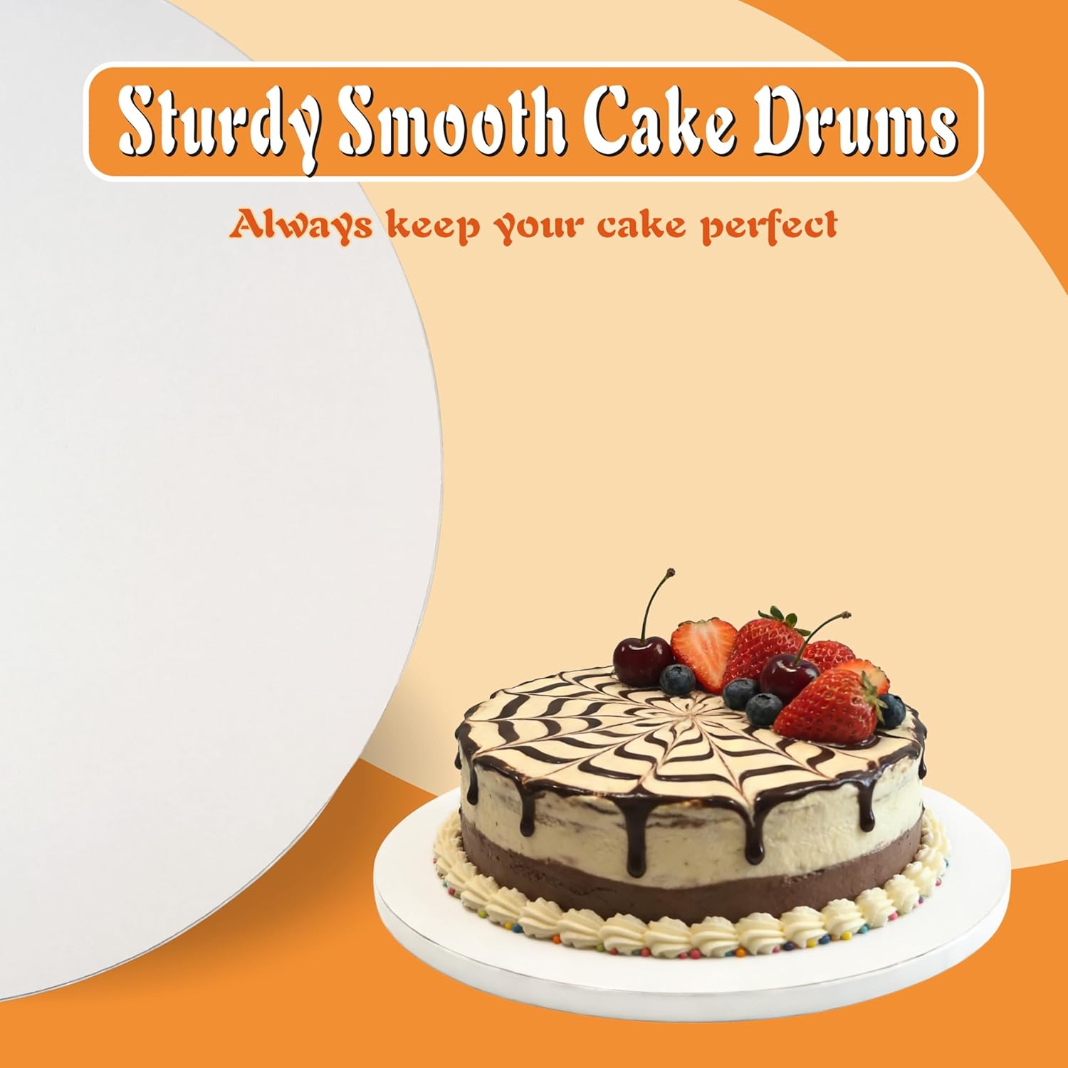 14 Inch Cake Drums, 14 PCS Cake Drums 14 Inch Round, White Cake Boards, 1/2 Inch(12mm) Thick Smooth Edge Cardboard Base, Round 14inch Cake Drum,Sturdy Circle for Birthday/Wedding/Prities