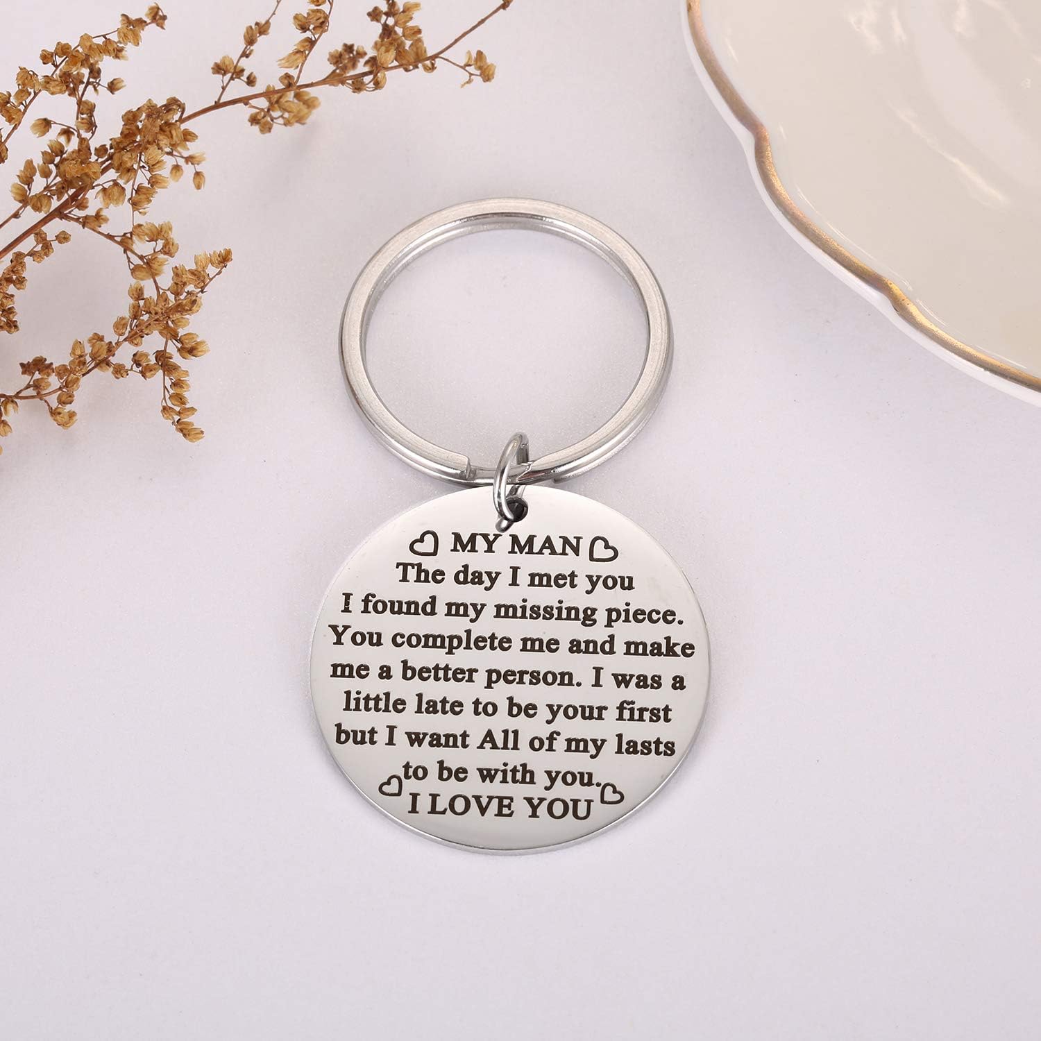 Keychain for Boyfriend, My Man Keychain Gifts for Husband Spouse I love You Key Chain Birthday Valentine's Day Present for Him Keyring at  Men’s Clothing store