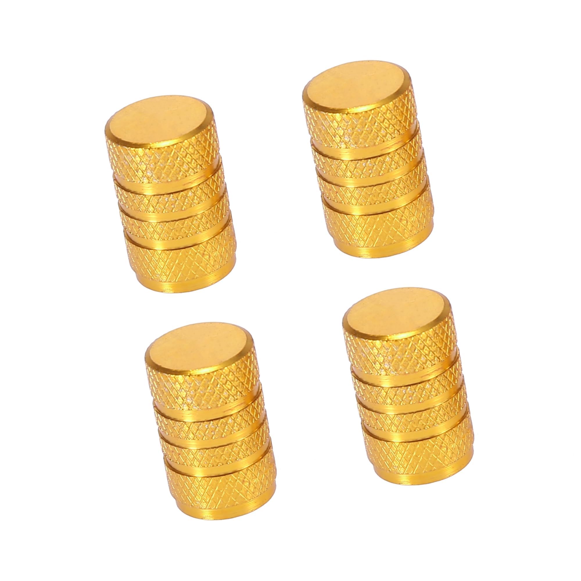 4pcs Round Car Tire Valve Stem Caps Tire Valve Dust Covers 7mm Universal Yellow Auto Accessories