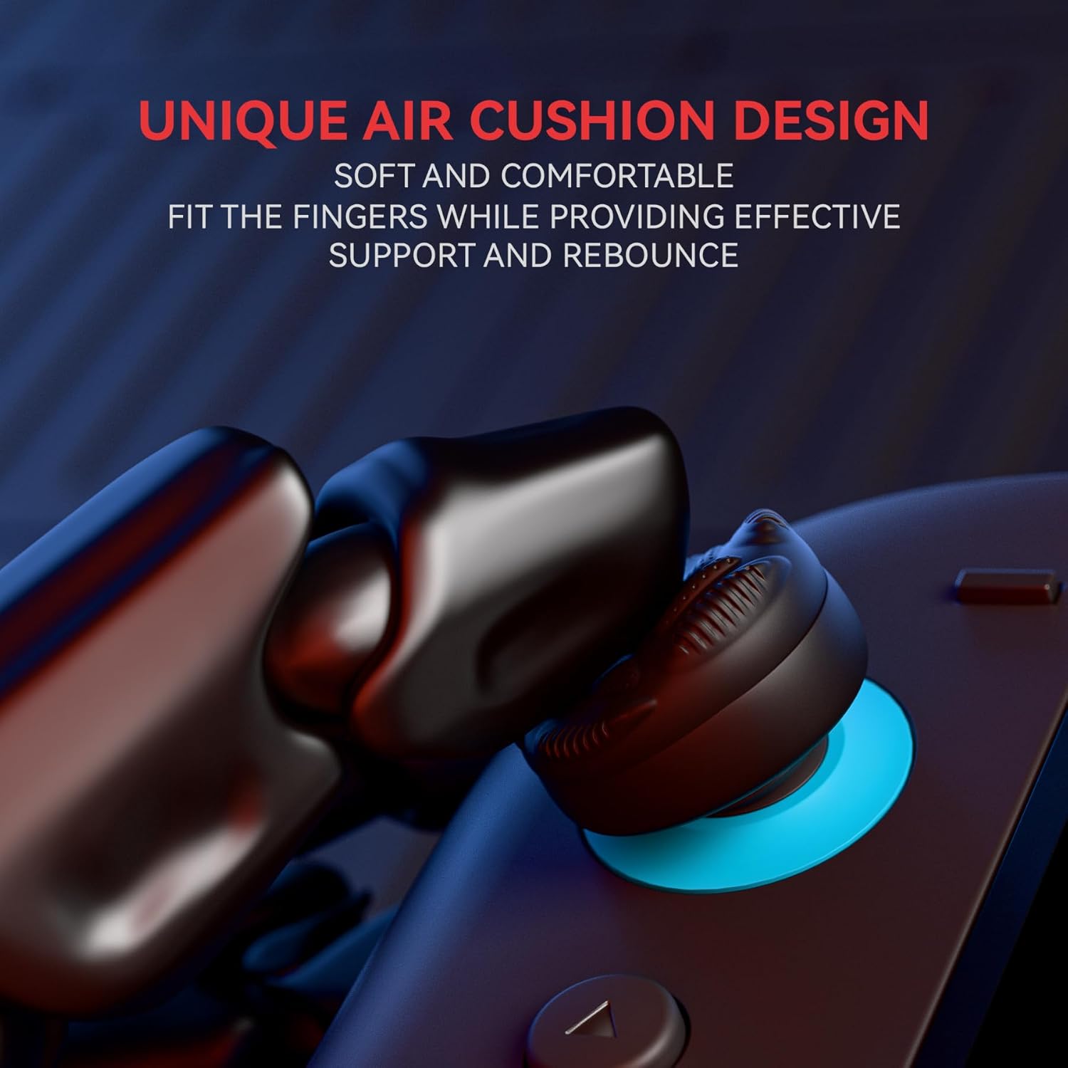 PlayVital for Switch 2 Thumbs Cushion Caps Thumb Grips (4-Pack) | Silicone Joystick Grip Cover for Nintendo Switch 2 Joycon, Anti-Slip Raindrop Texture Design - Black - Image 5