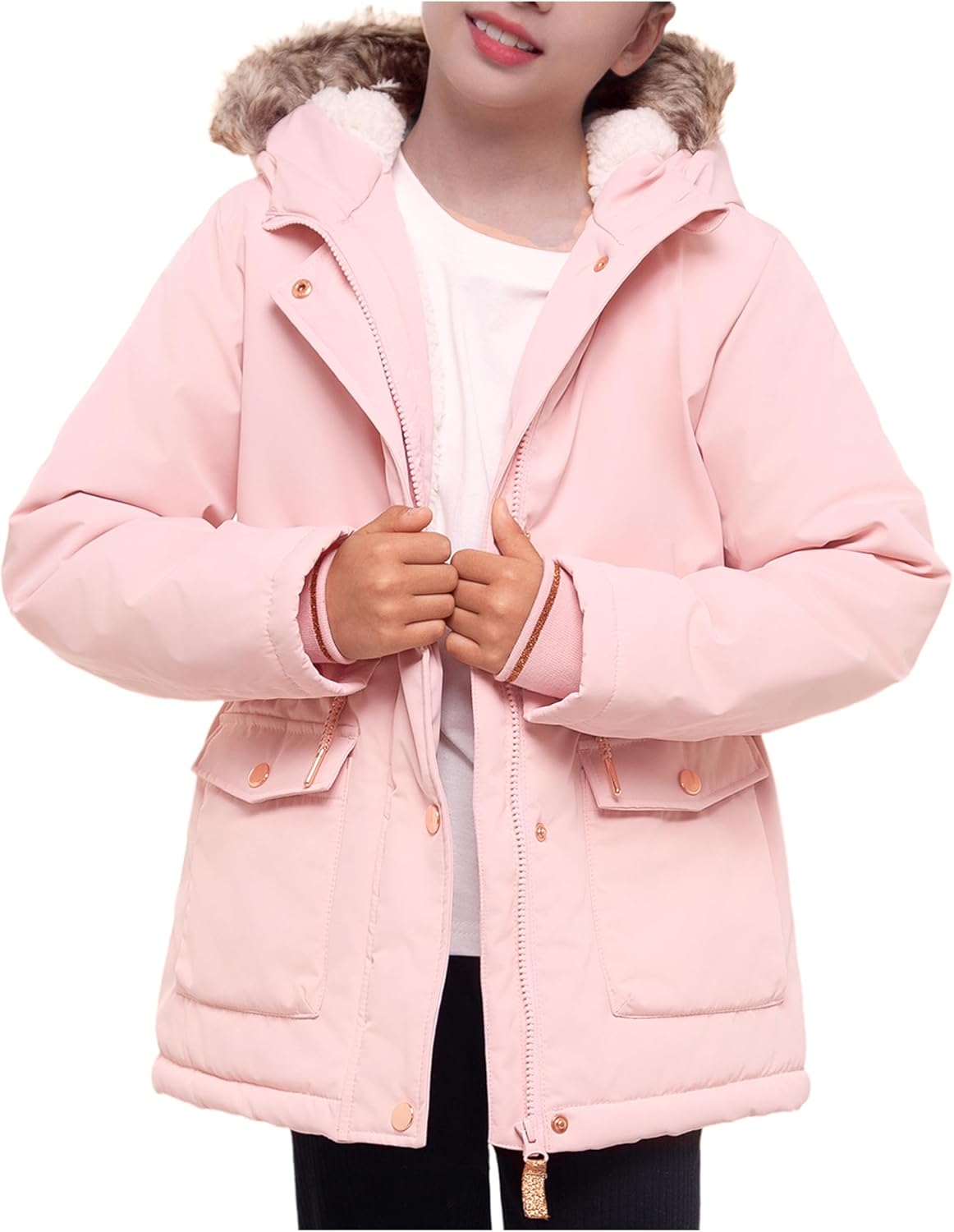 Rokka&Rolla Girls' Water-Resistant Sherpa Lined Winter Puffer Parka Coat