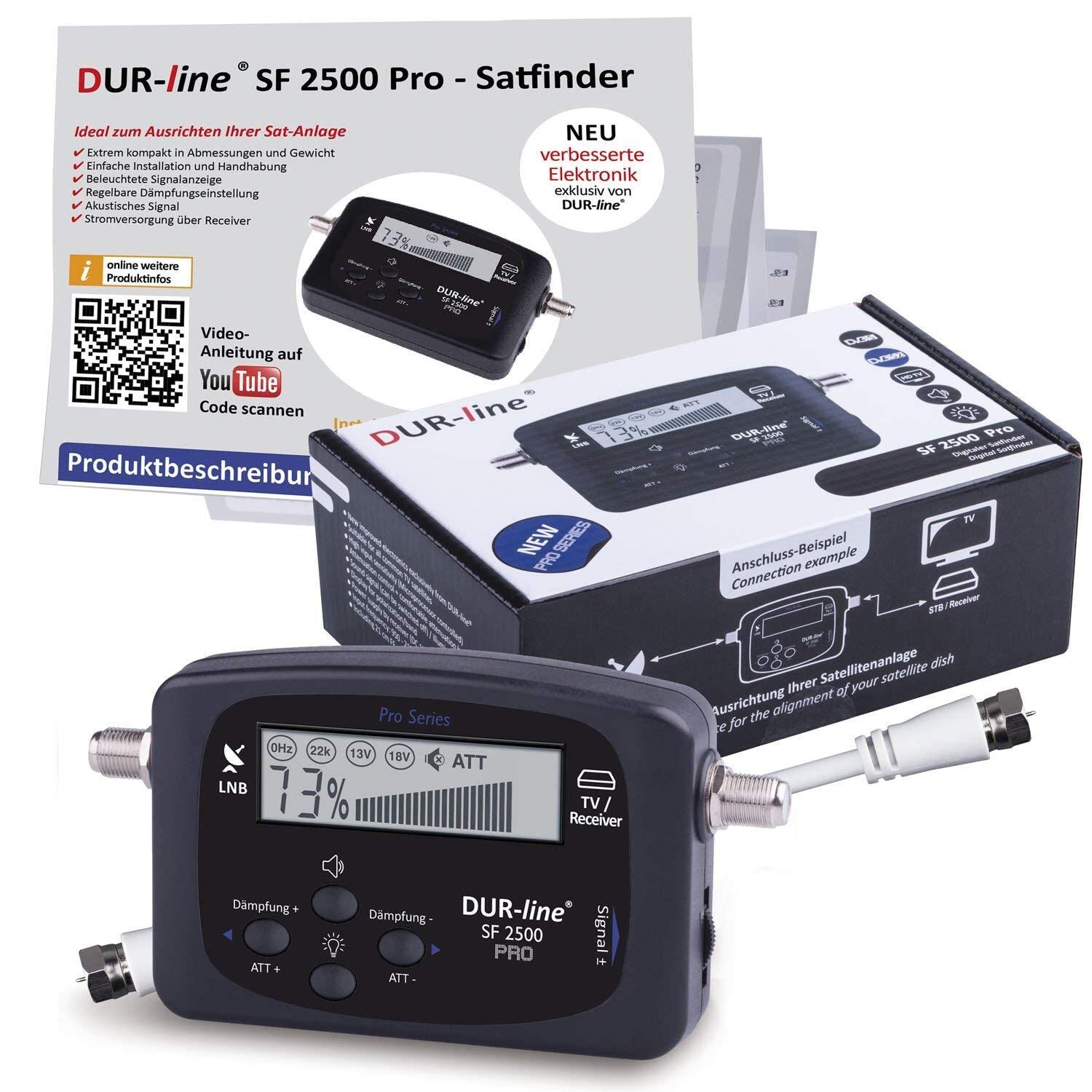 SELFSAT H22D4+ Set - Quad Flachantenne Full HD 4K UHD für Vier Teilnehmer inkl. Fensterhalterung + SAT-Finder + Fensterdurchführung + F-Stecker + Wetterschutztüllen