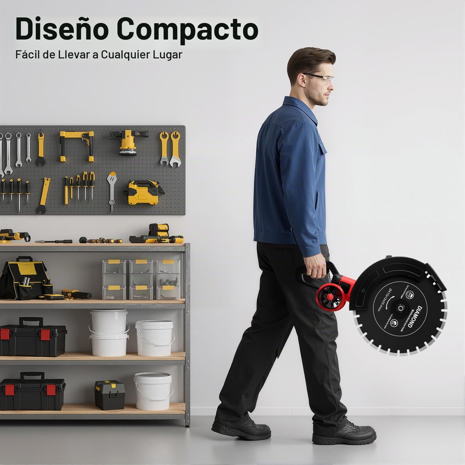Sierra de hormigón 4000 W - Cortador de pavimento - Ranuradora de pared 16" - Sierra húmeda y seca con disco diamante 410 mm - Para granito, mármol