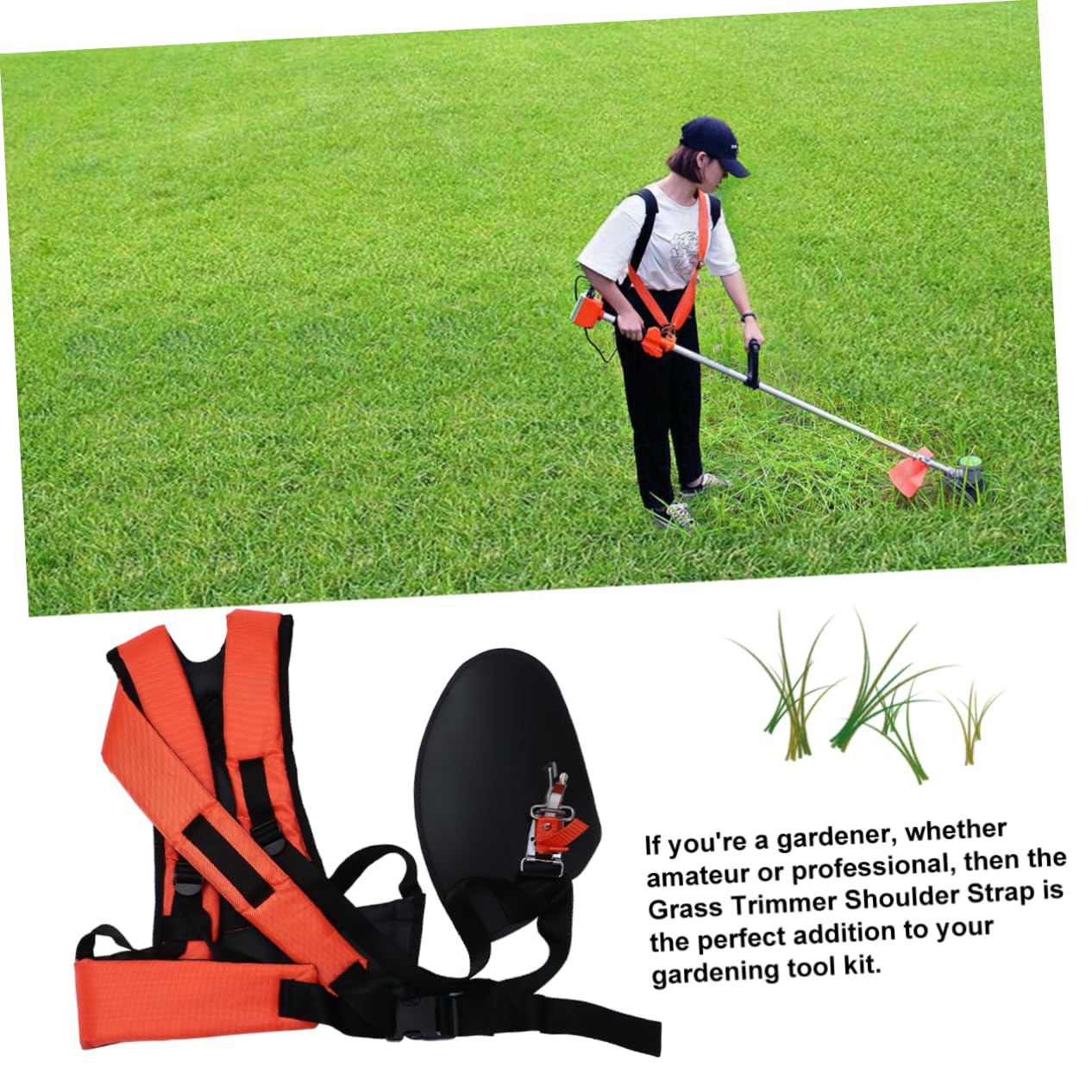 TOYANDONA Arnés Hombro Acolchado para Recortadora y Strimmer | Negro, Tela Oxford, Banda Ajustable en Cintura, Fácil de Poner y Soltar