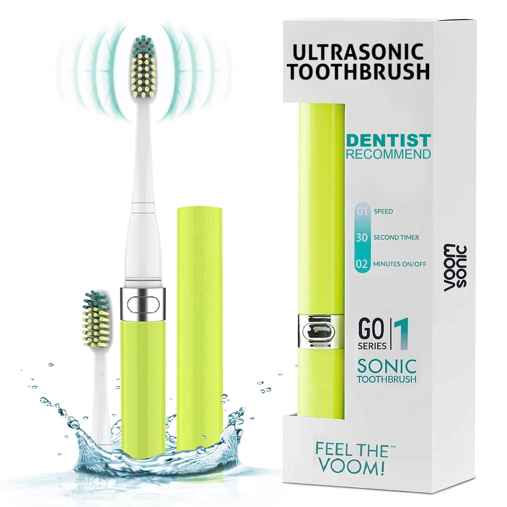 Voom Sonic Go 1 Series Travel Electric Toothbrush | Travel Toothbrushes - Battery Operated Toothbrush for Adults & Kids, Dentist Recommended Toothbrush, Portable w/ 2 Minute Timer (Yellow)-image-27