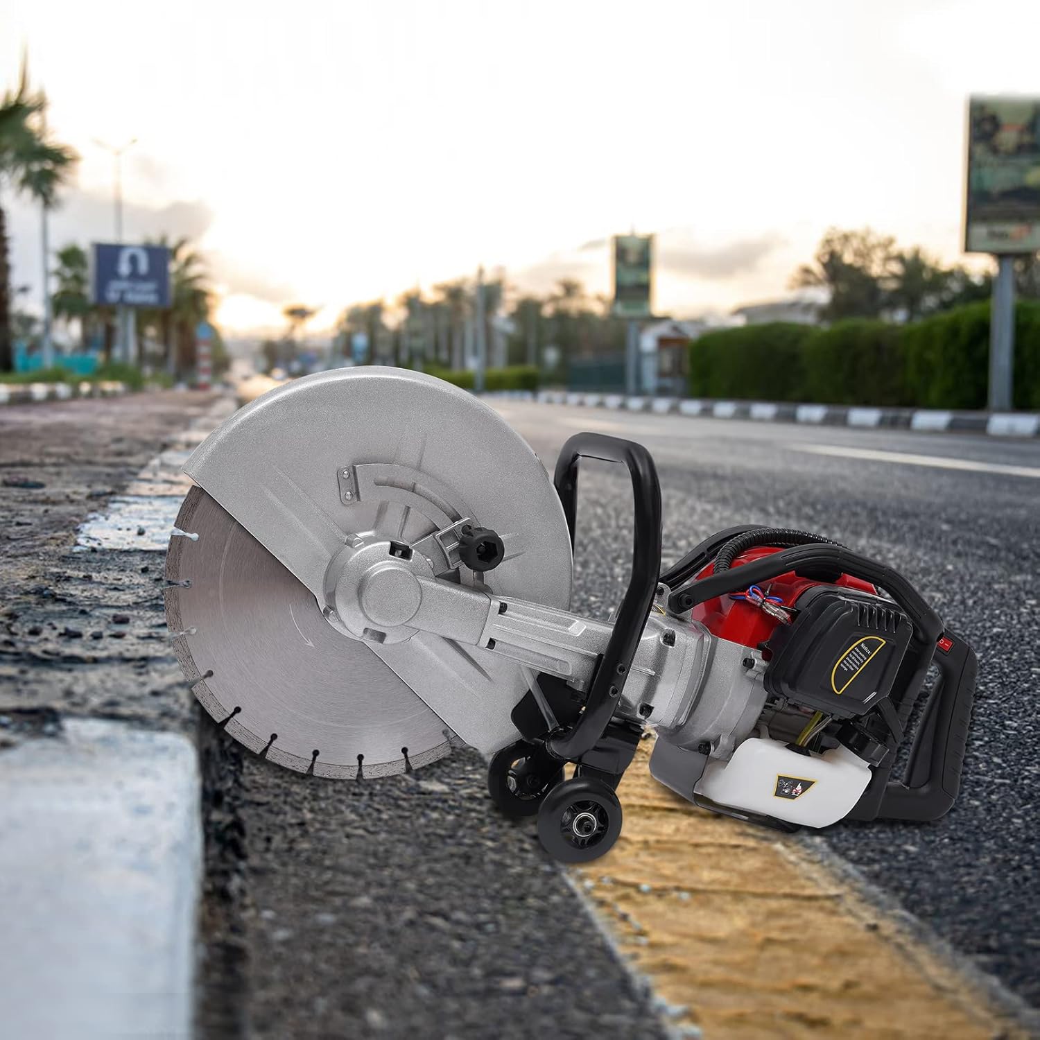 1900W Electric Concrete Cutter Saw Circular Saw Concrete Wet Saw Cutter Guide Roller Water Line