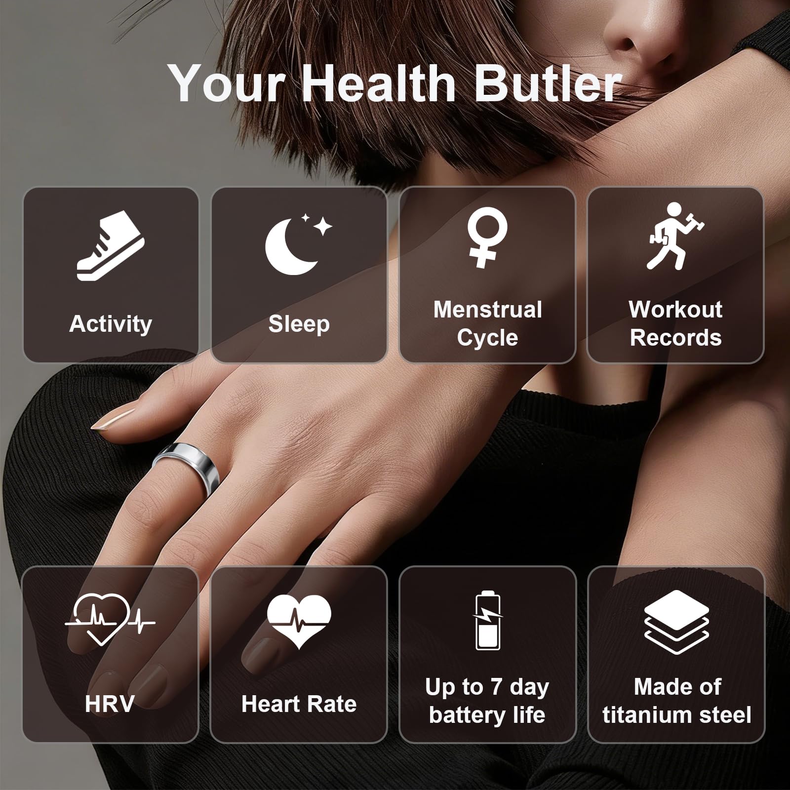 PAXAM Anello intelligente per donne e uomini, batteria 7 giorni, senza quota di abbonamento, monitoraggio della salute/attività con monitoraggio del sonno, monitoraggio dello stress/HRV, salute delle