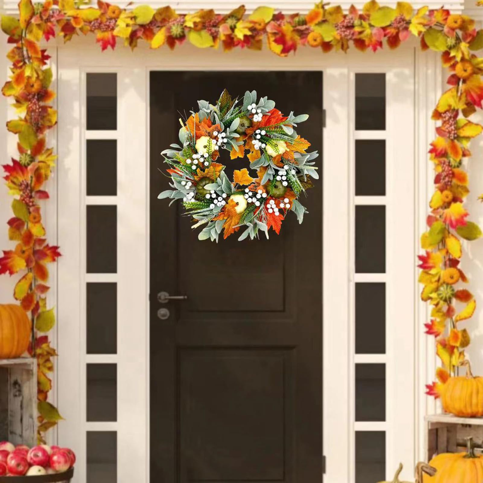 Corona autunnale per porta d'ingresso, corona autunnale, ghirlande